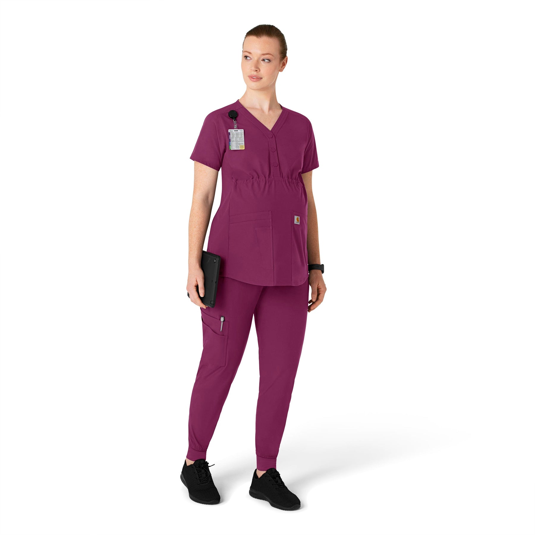 Force Essentials Women's Maternity Jogger Scrub Pant Wine full scrub set