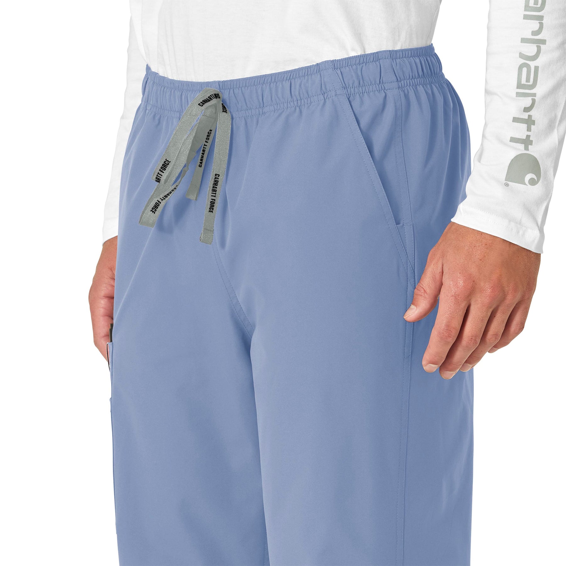 Force Essentials Unisex Elastic Waist Cargo Scrub Pant Ceil Blue side detail 1