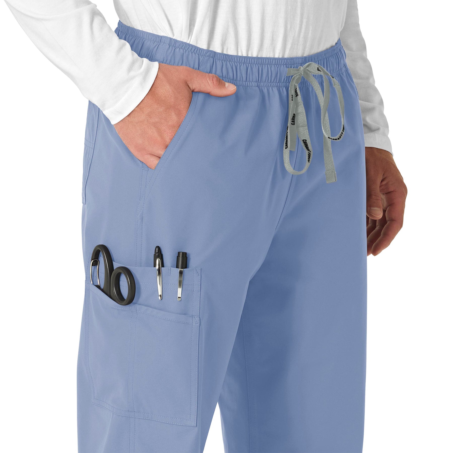 Force Essentials Unisex Elastic Waist Cargo Scrub Pant Ceil Blue side detail 2