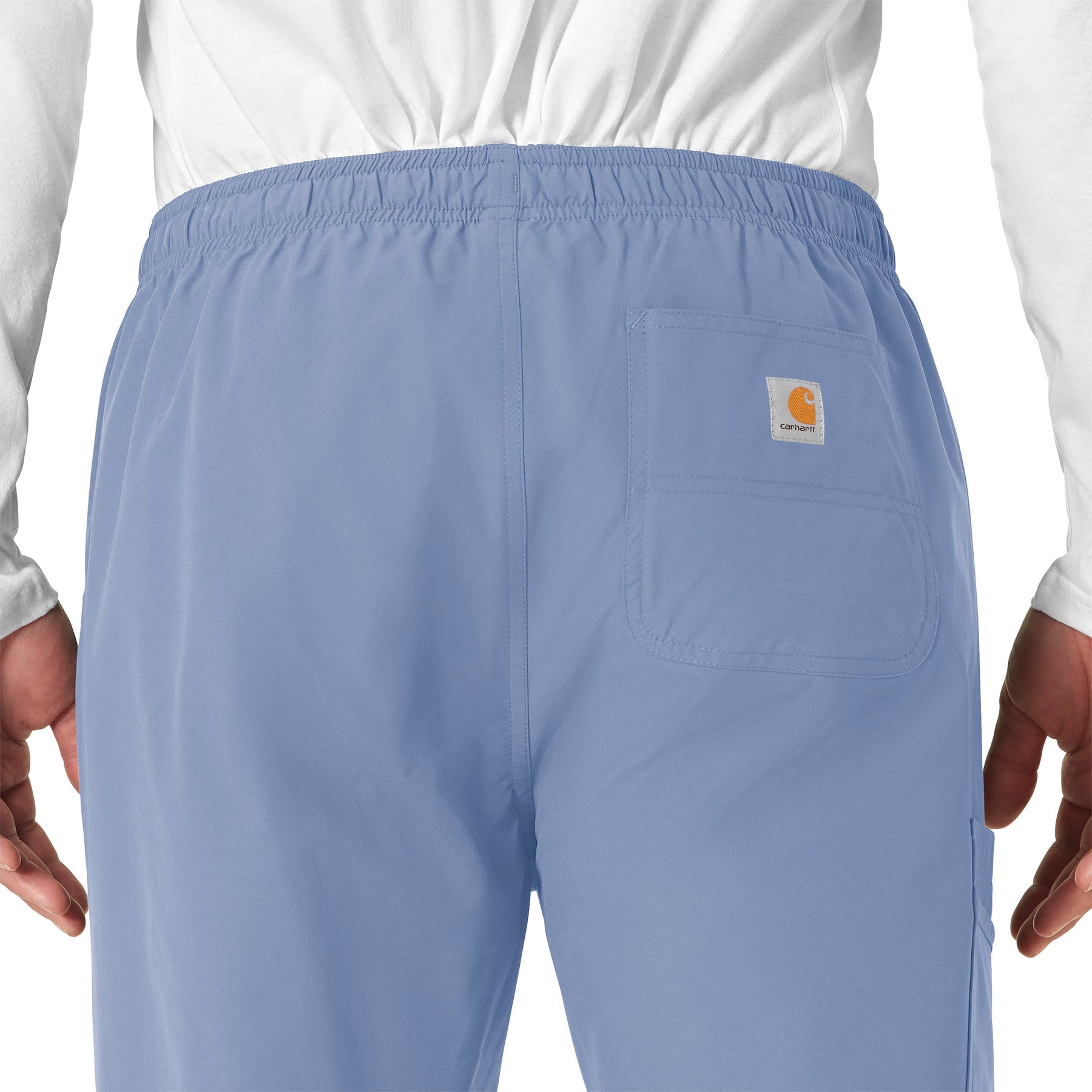 Force Essentials Unisex Elastic Waist Cargo Scrub Pant Ceil Blue hemline detail