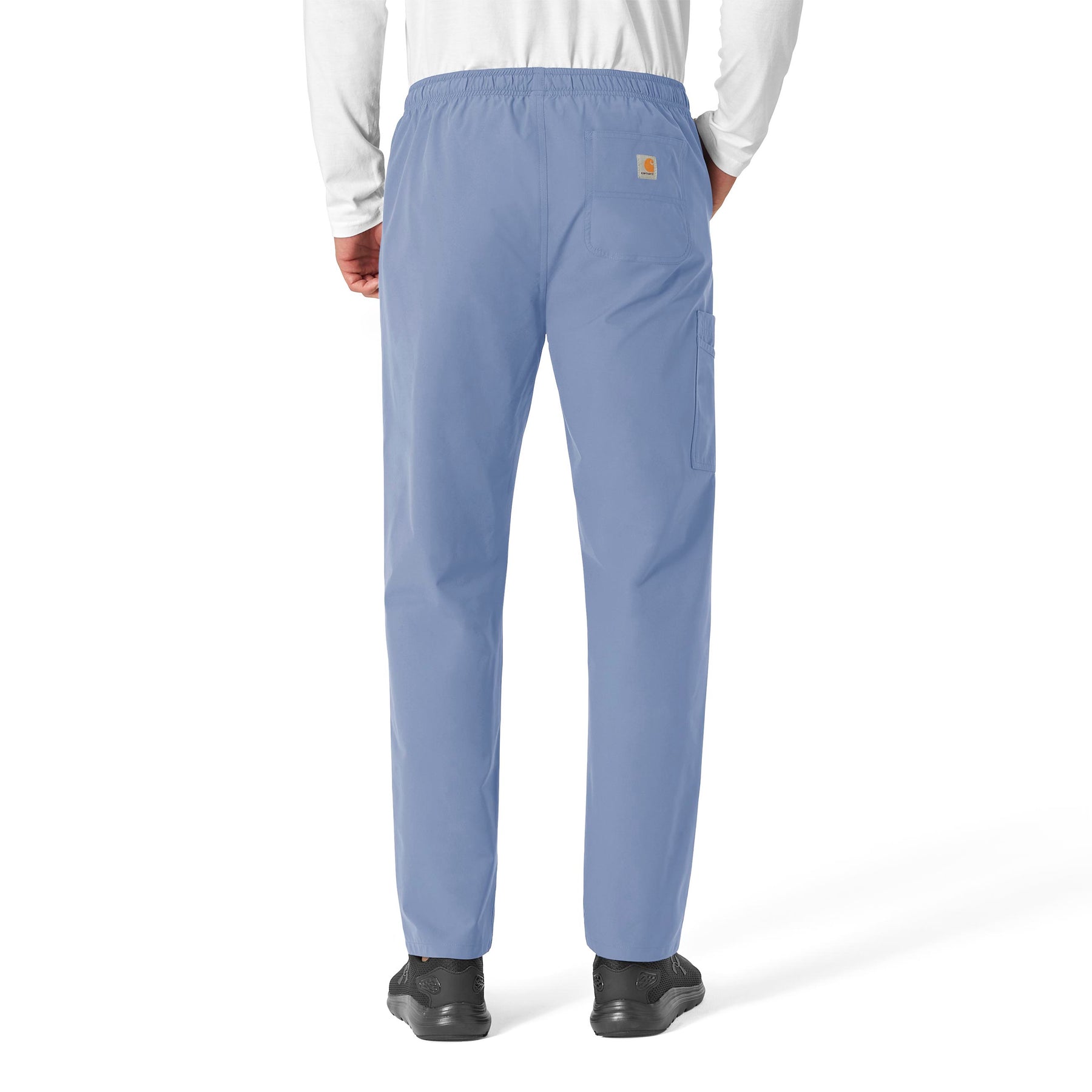 Force Essentials Unisex Elastic Waist Cargo Scrub Pant Ceil Blue back view