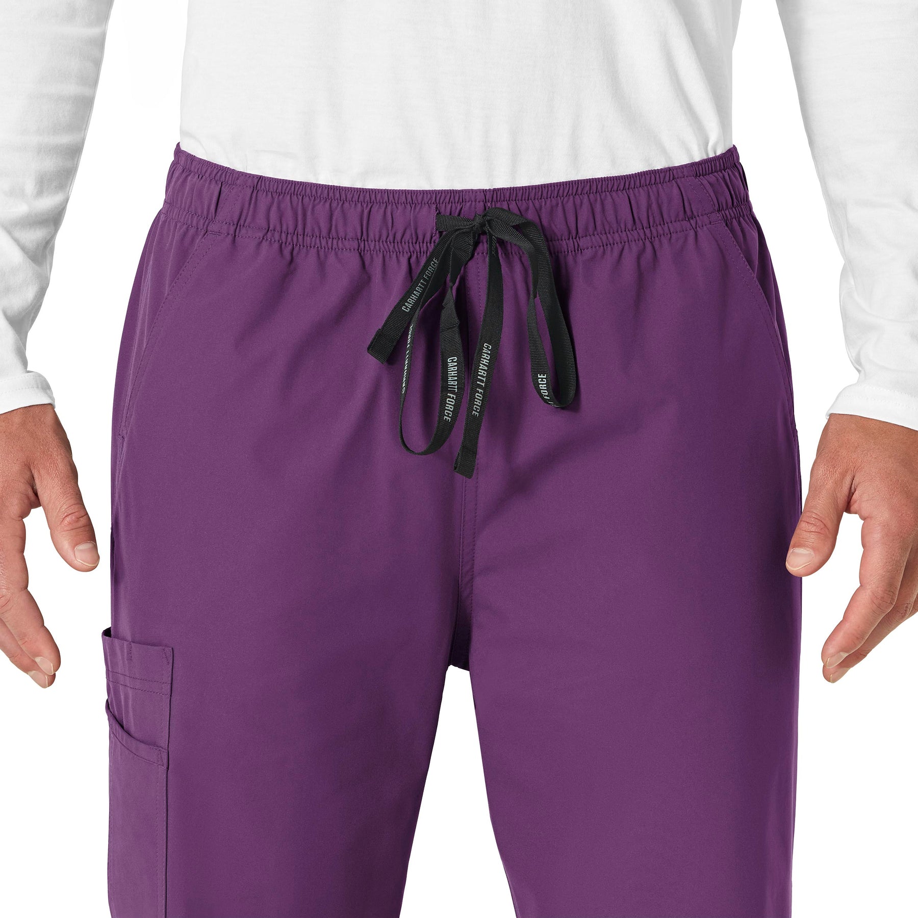 Force Essentials Unisex Elastic Waist Cargo Scrub Pant Eggplant front detail