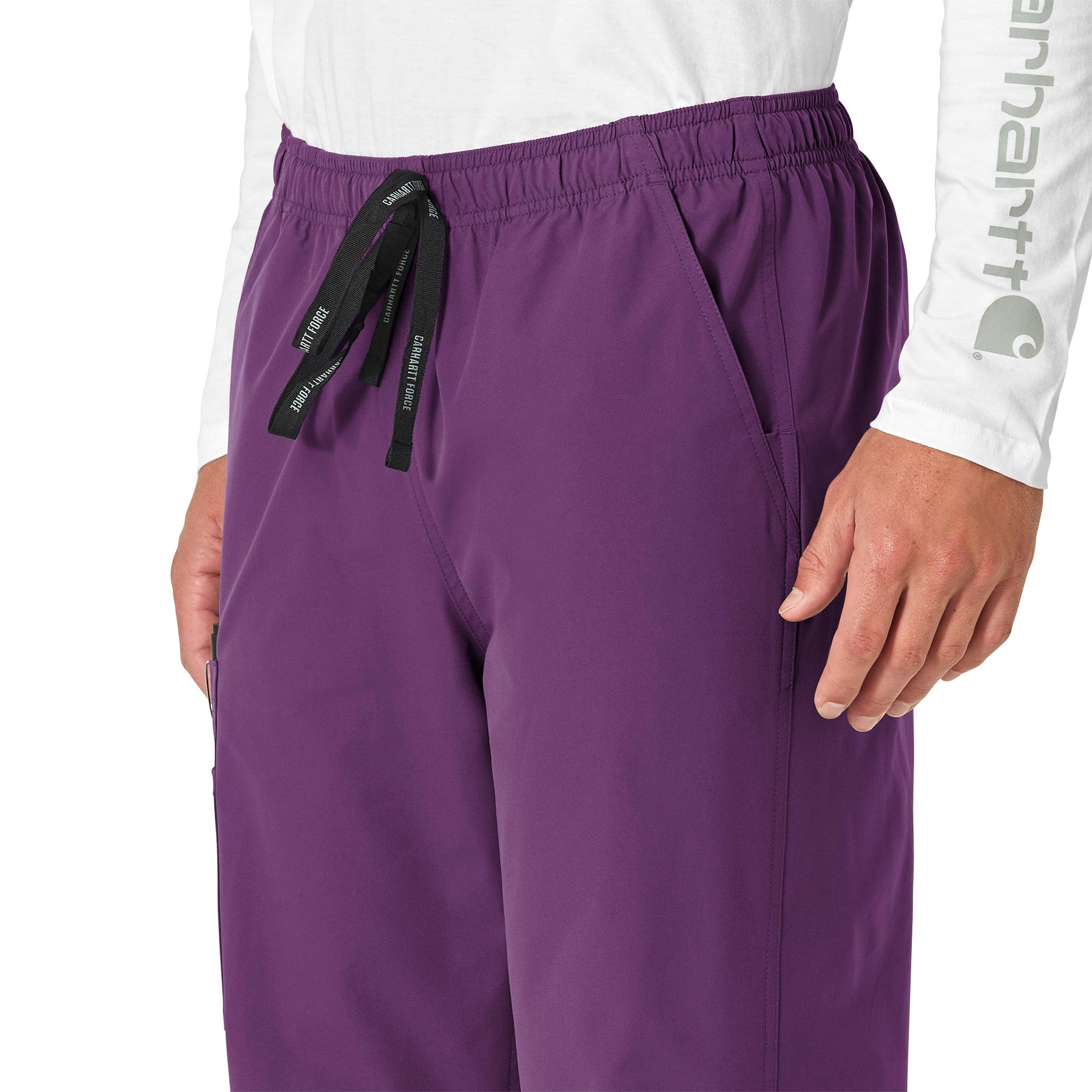 Force Essentials Unisex Elastic Waist Cargo Scrub Pant Eggplant side detail 1