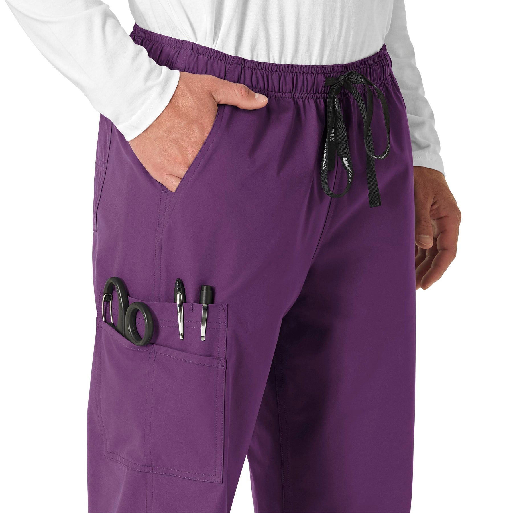Force Essentials Unisex Elastic Waist Cargo Scrub Pant Eggplant side detail 2