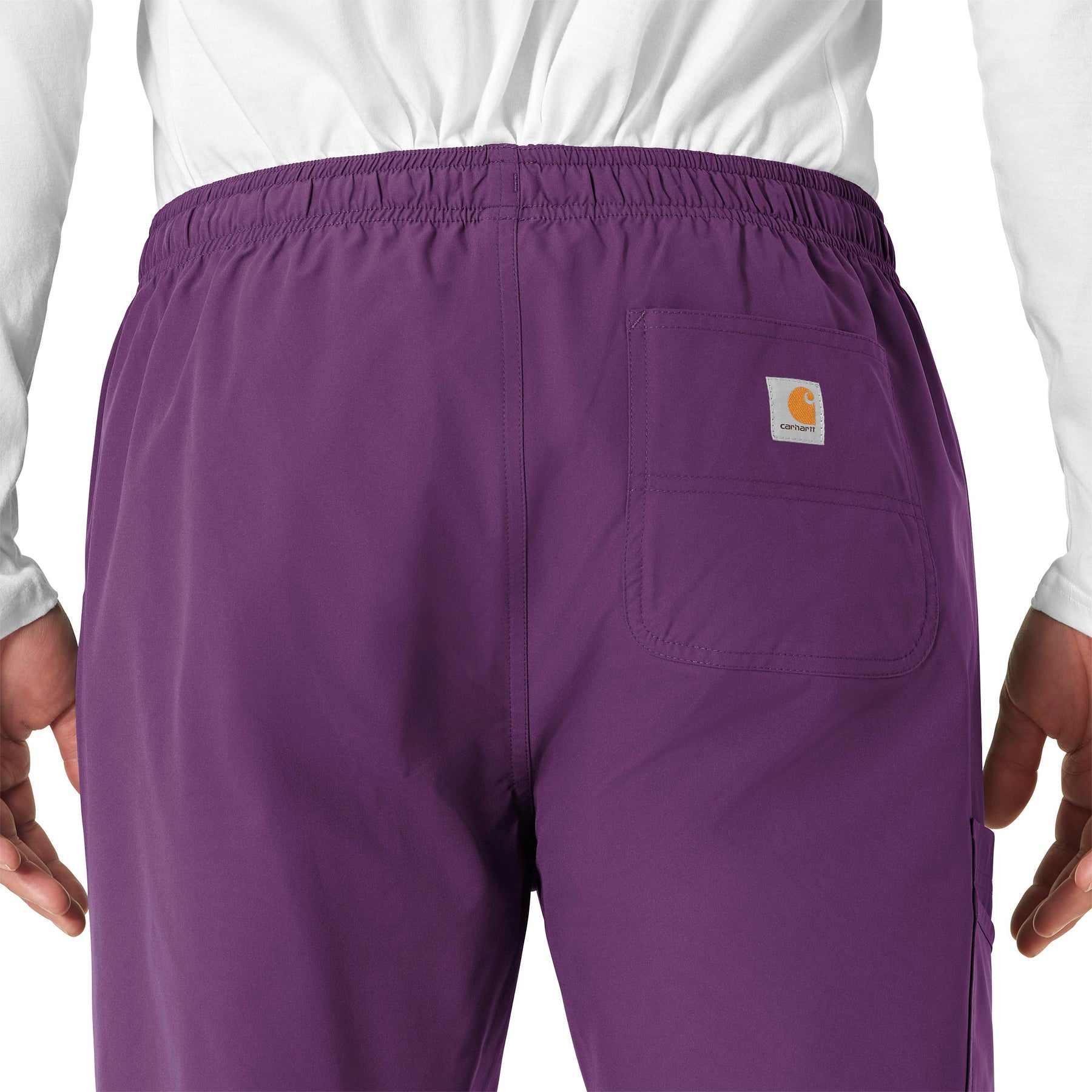 Force Essentials Unisex Elastic Waist Cargo Scrub Pant Eggplant hemline detail