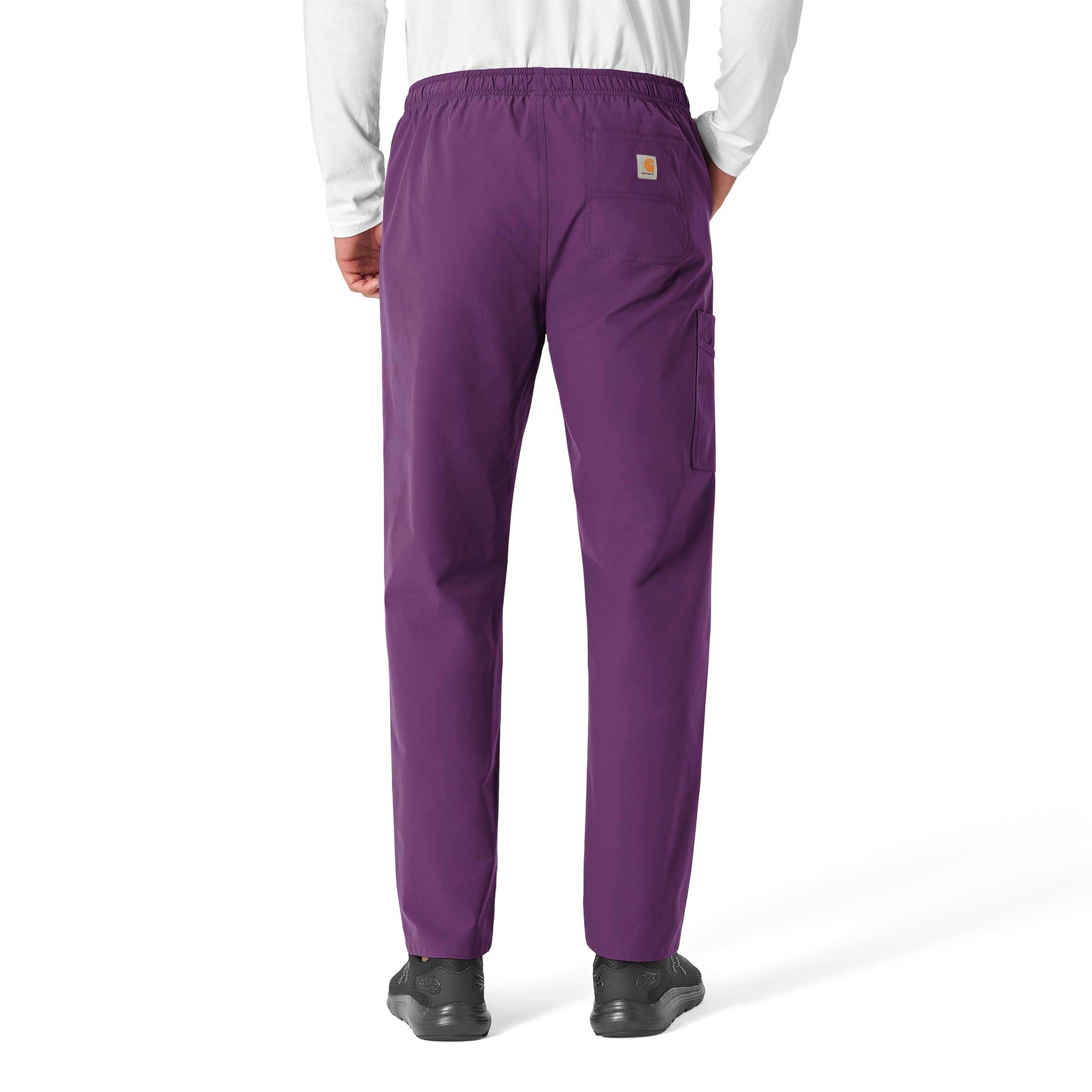 Force Essentials Unisex Elastic Waist Cargo Scrub Pant Eggplant back view