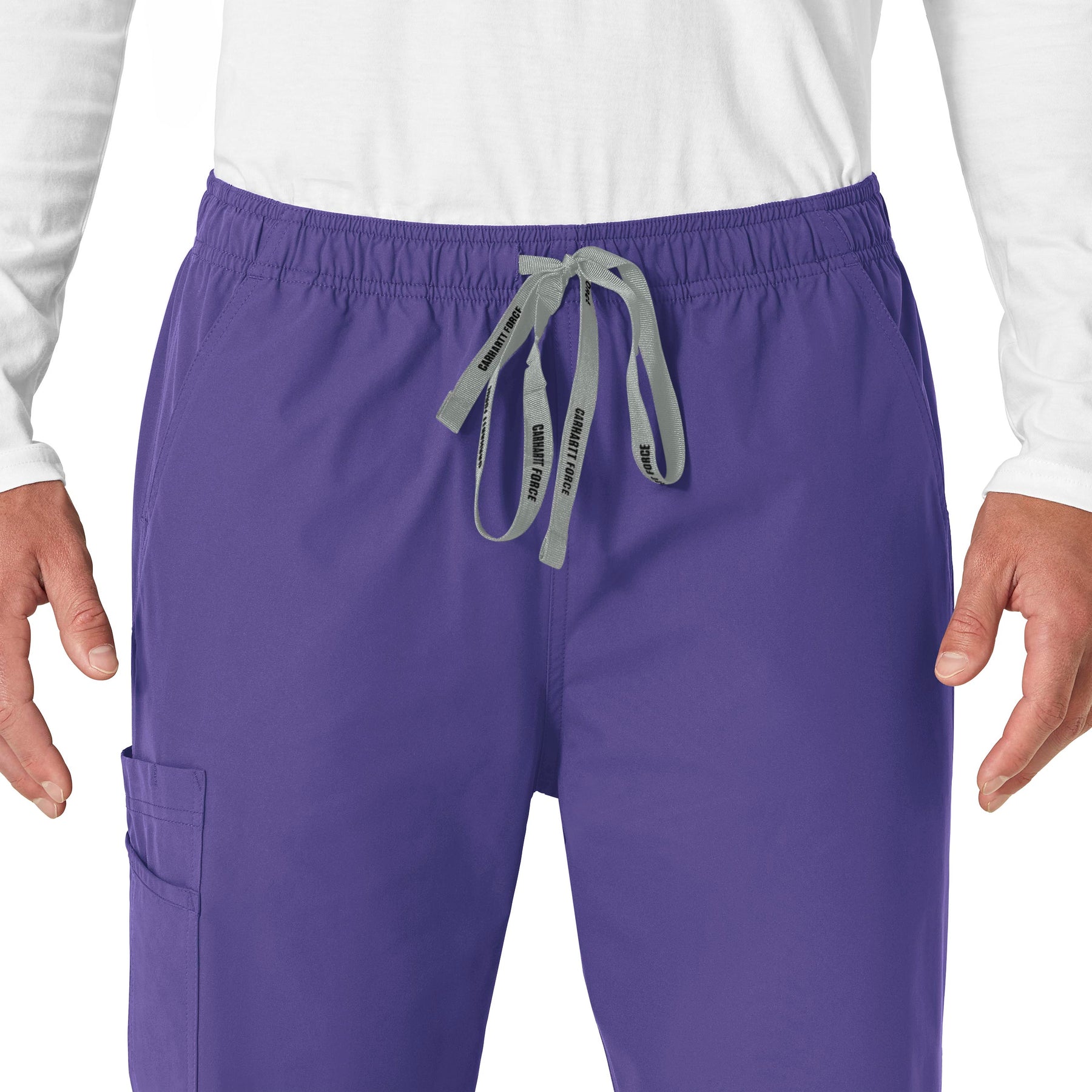 Force Essentials Unisex Elastic Waist Cargo Scrub Pant Grape front detail
