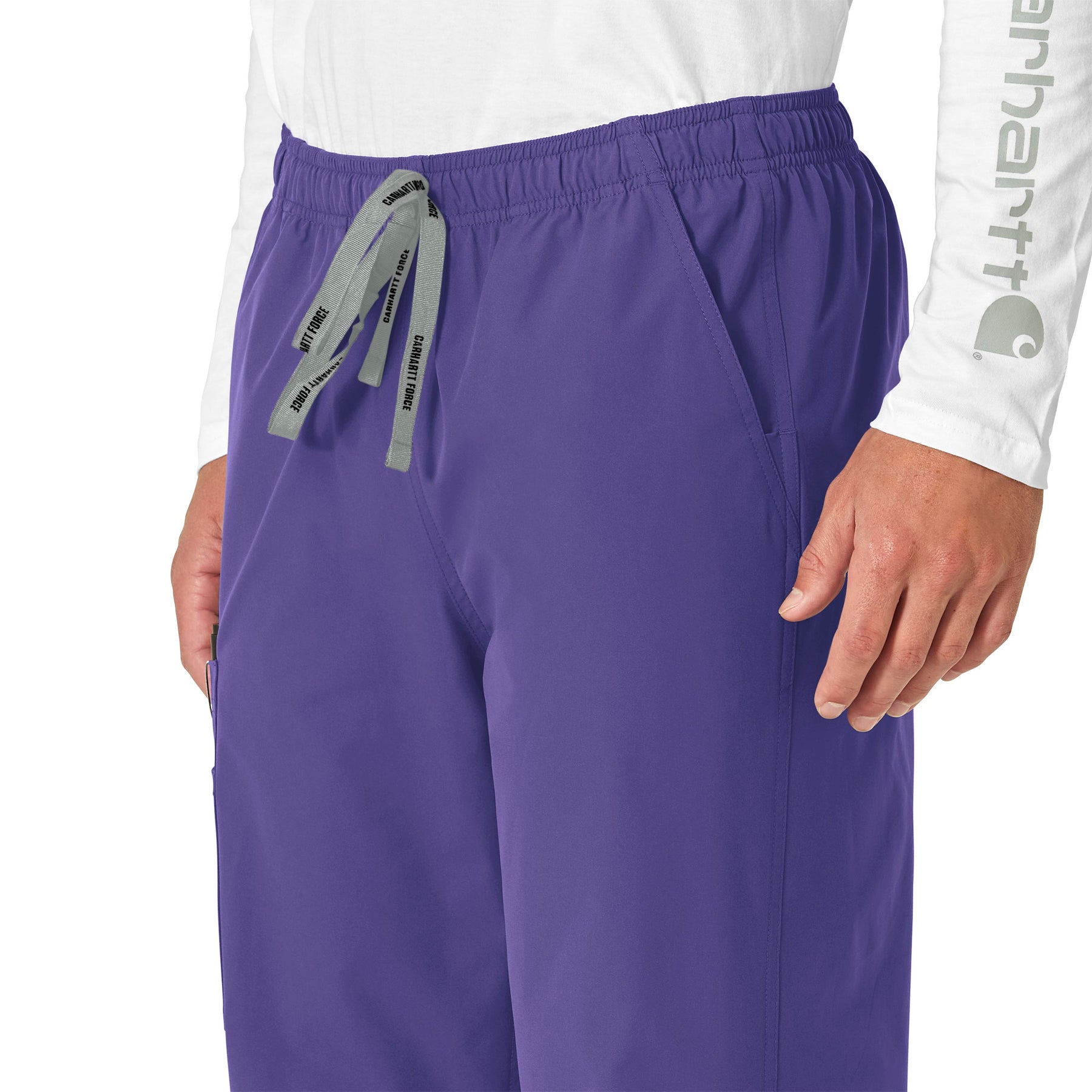 Force Essentials Unisex Elastic Waist Cargo Scrub Pant Grape side detail 1