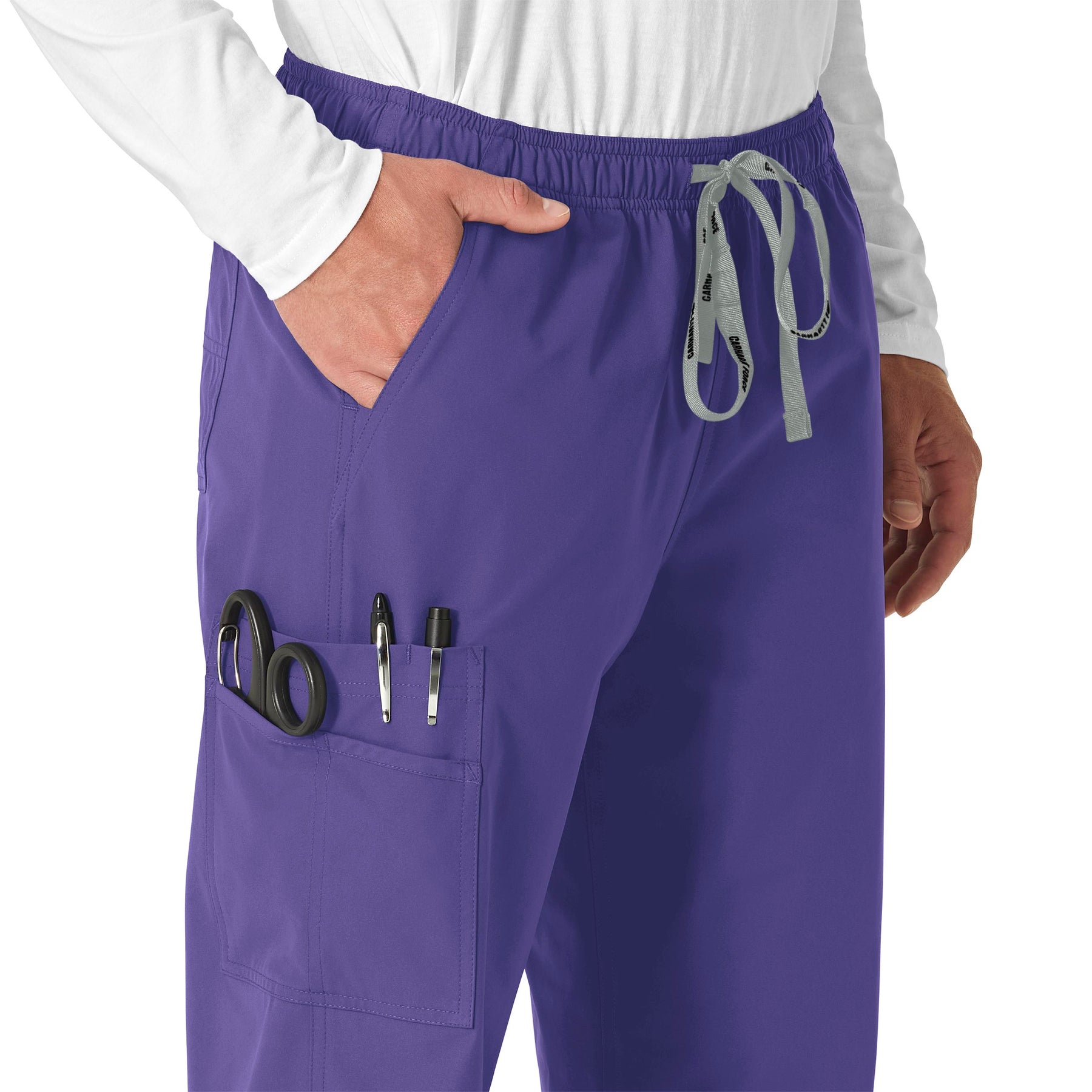 Force Essentials Unisex Elastic Waist Cargo Scrub Pant Grape side detail 2
