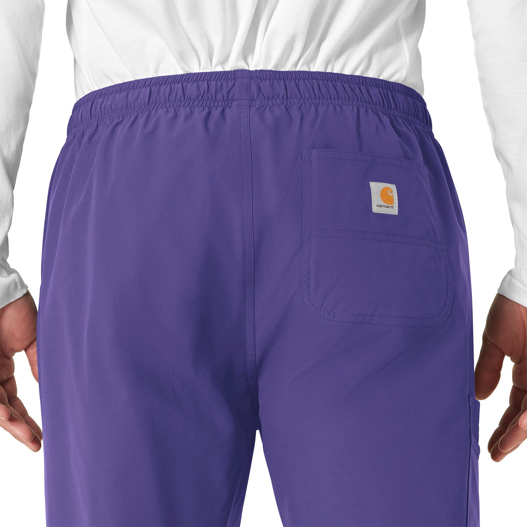 Force Essentials Unisex Elastic Waist Cargo Scrub Pant Grape hemline detail