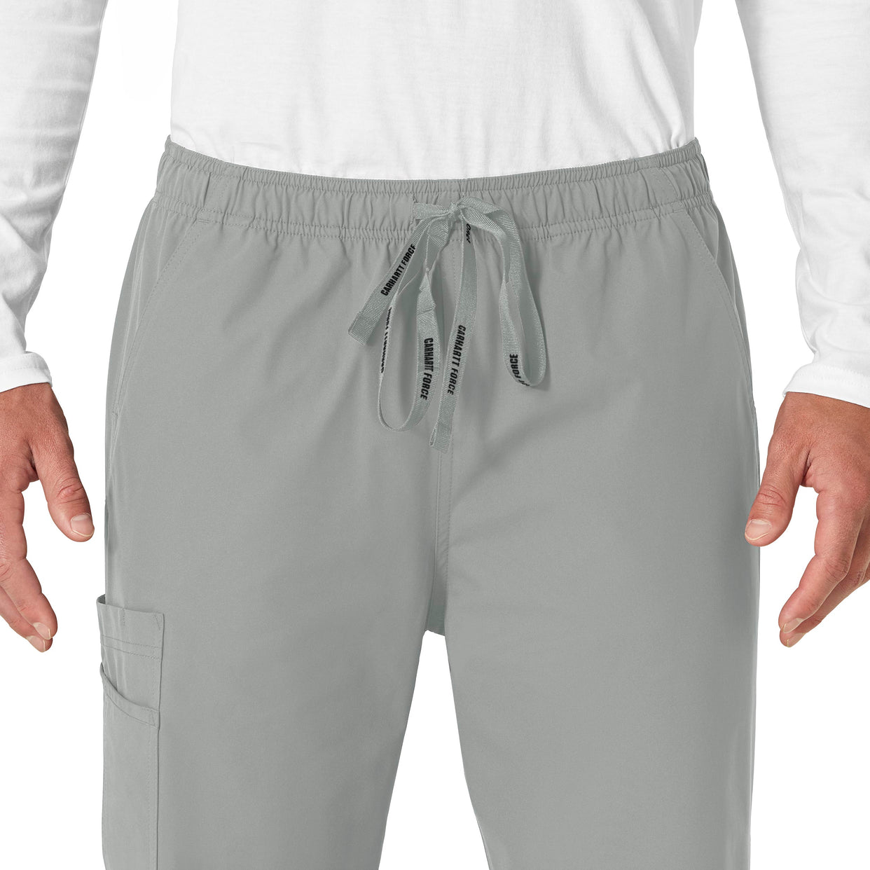 Force Essentials Unisex Elastic Waist Cargo Scrub Pant Grey front detail