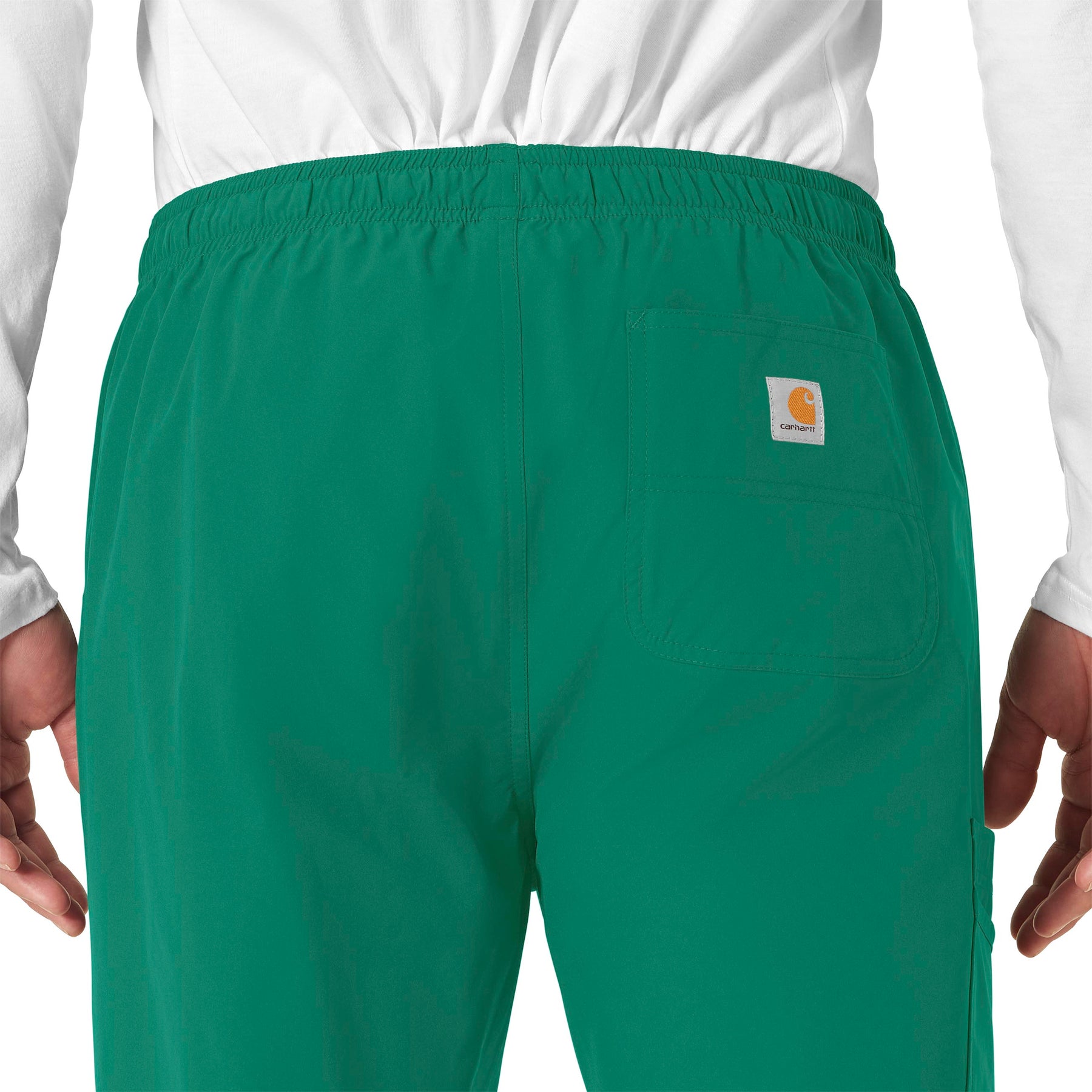 Force Essentials Unisex Elastic Waist Cargo Scrub Pant Hunter hemline detail