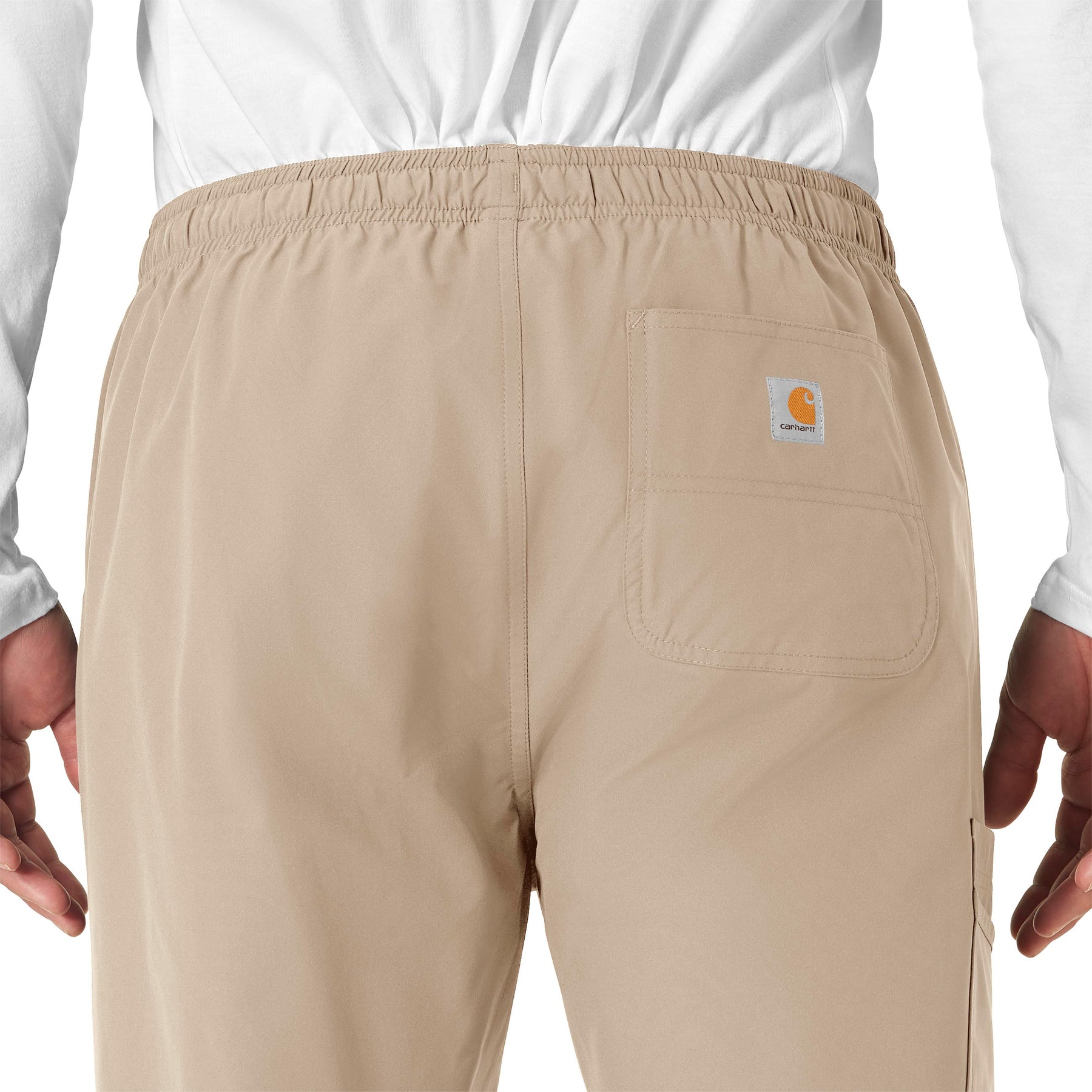 Force Essentials Unisex Elastic Waist Cargo Scrub Pant Khaki hemline detail