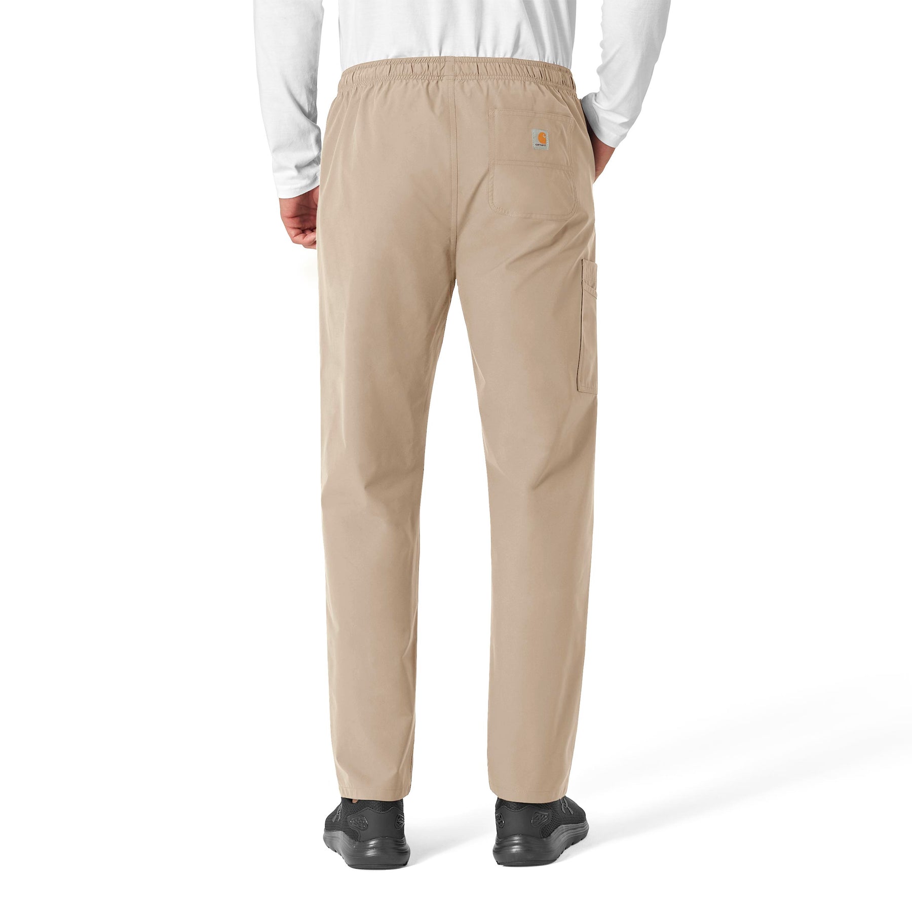 Force Essentials Unisex Elastic Waist Cargo Scrub Pant Khaki back view