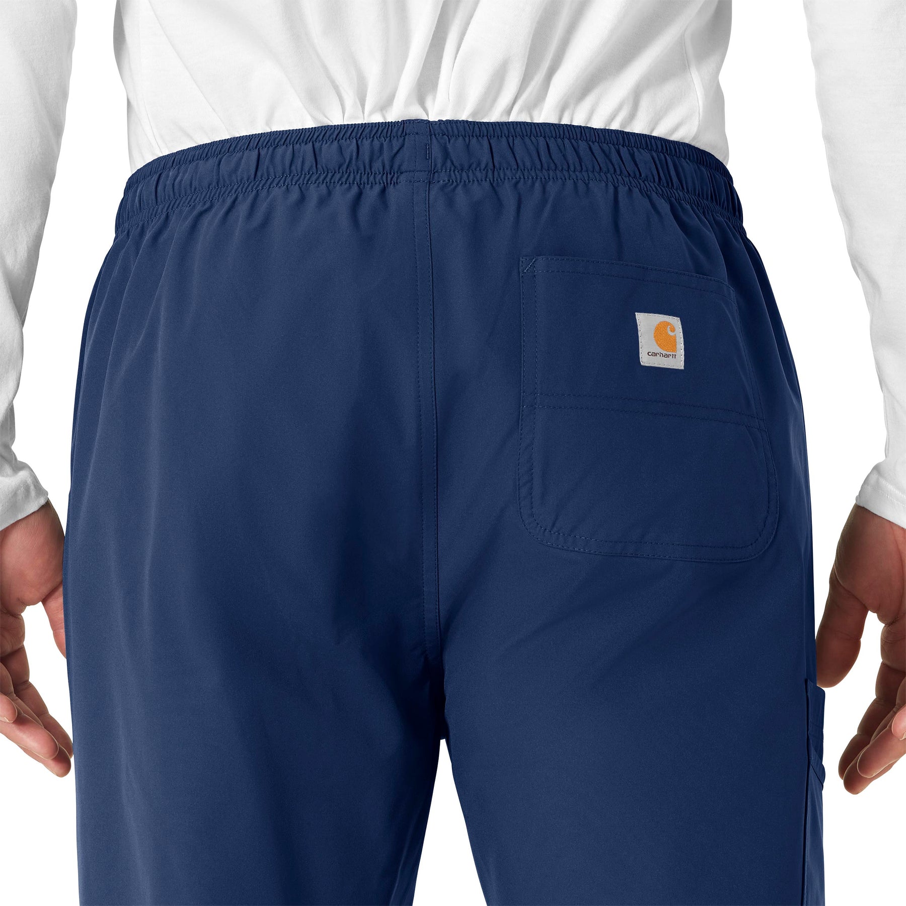 Force Essentials Unisex Elastic Waist Cargo Scrub Pant Navy hemline detail