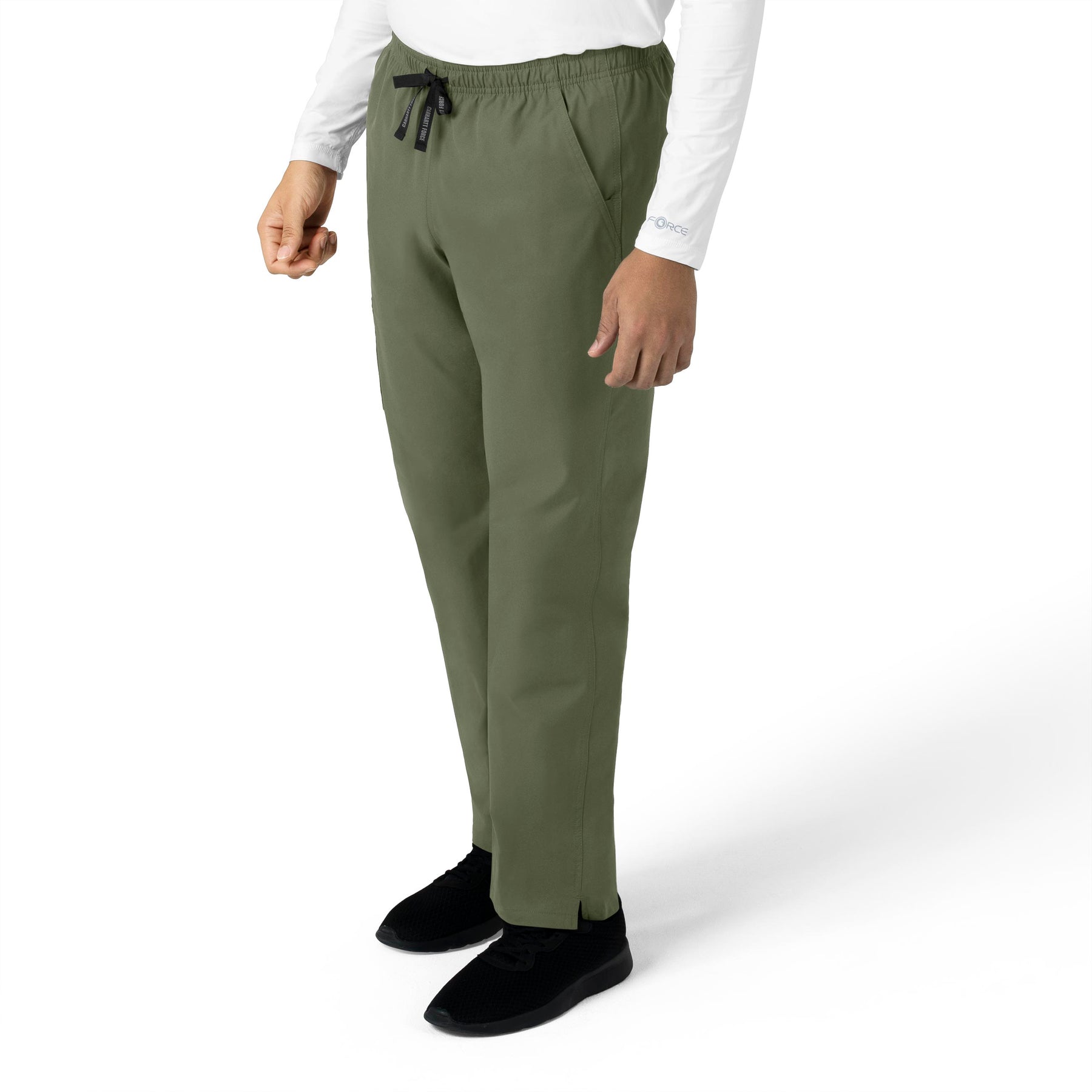 Force Essentials Unisex Elastic Waist Cargo Scrub Pant Olive side view