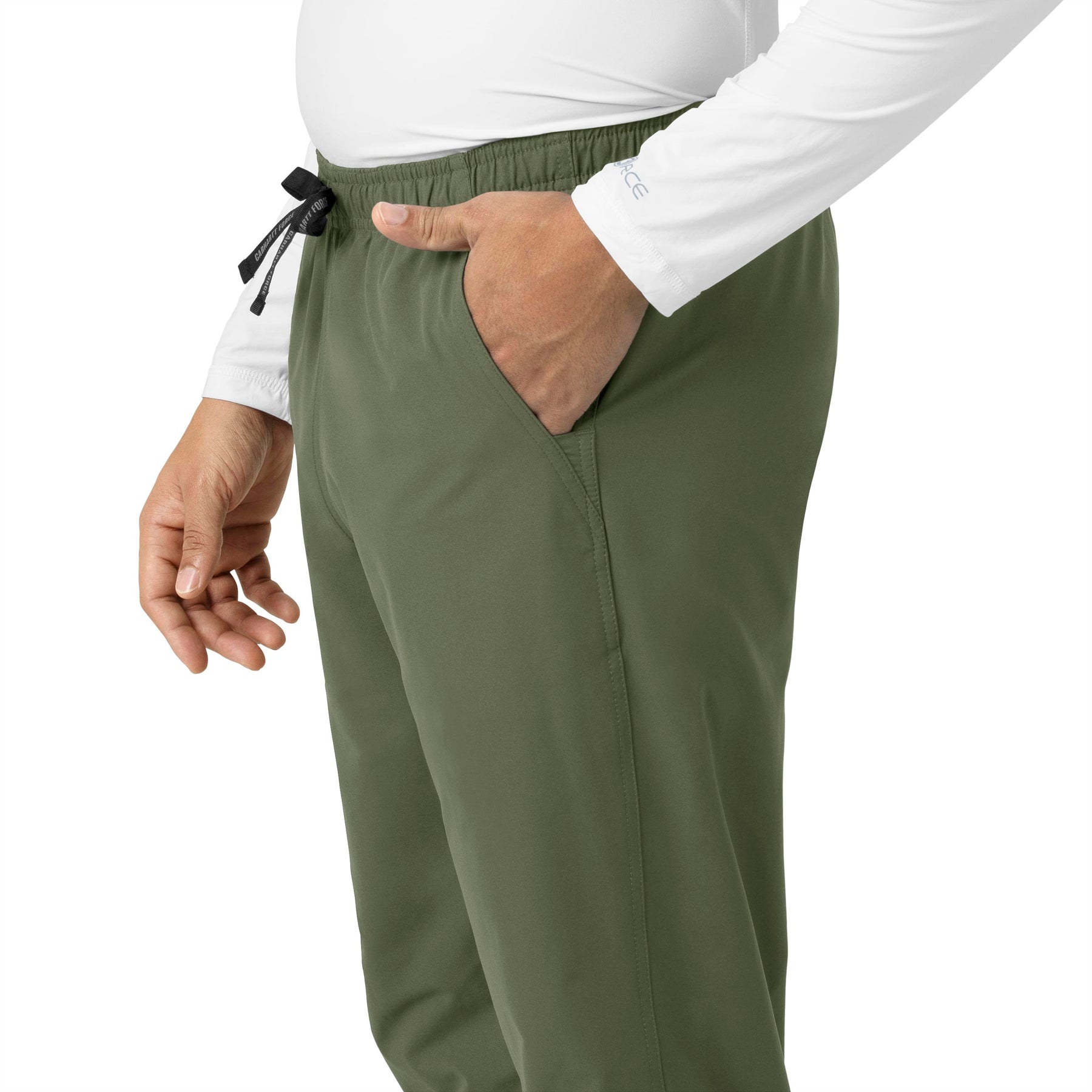 Force Essentials Unisex Elastic Waist Cargo Scrub Pant Olive side detail 1