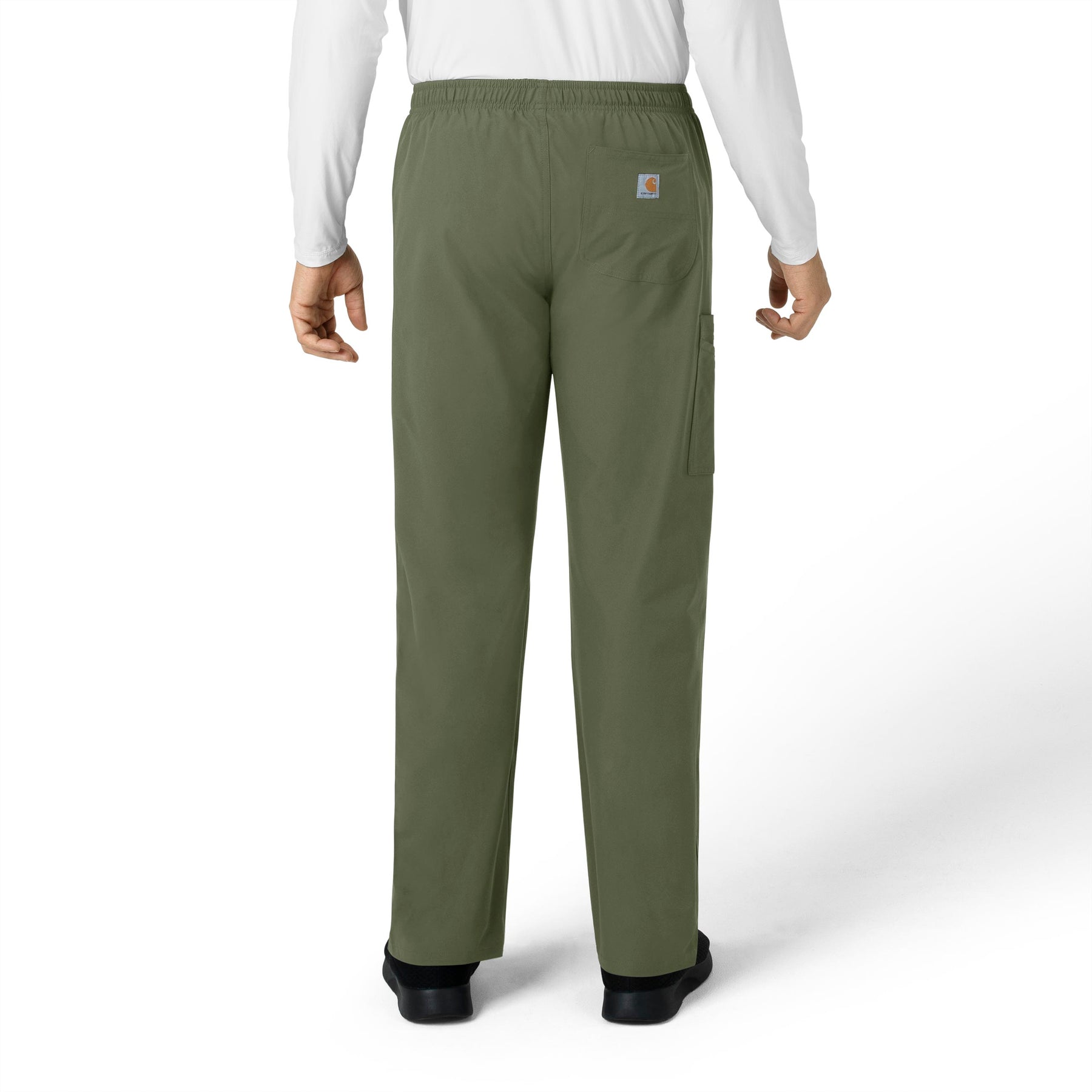 Force Essentials Unisex Elastic Waist Cargo Scrub Pant Olive back view