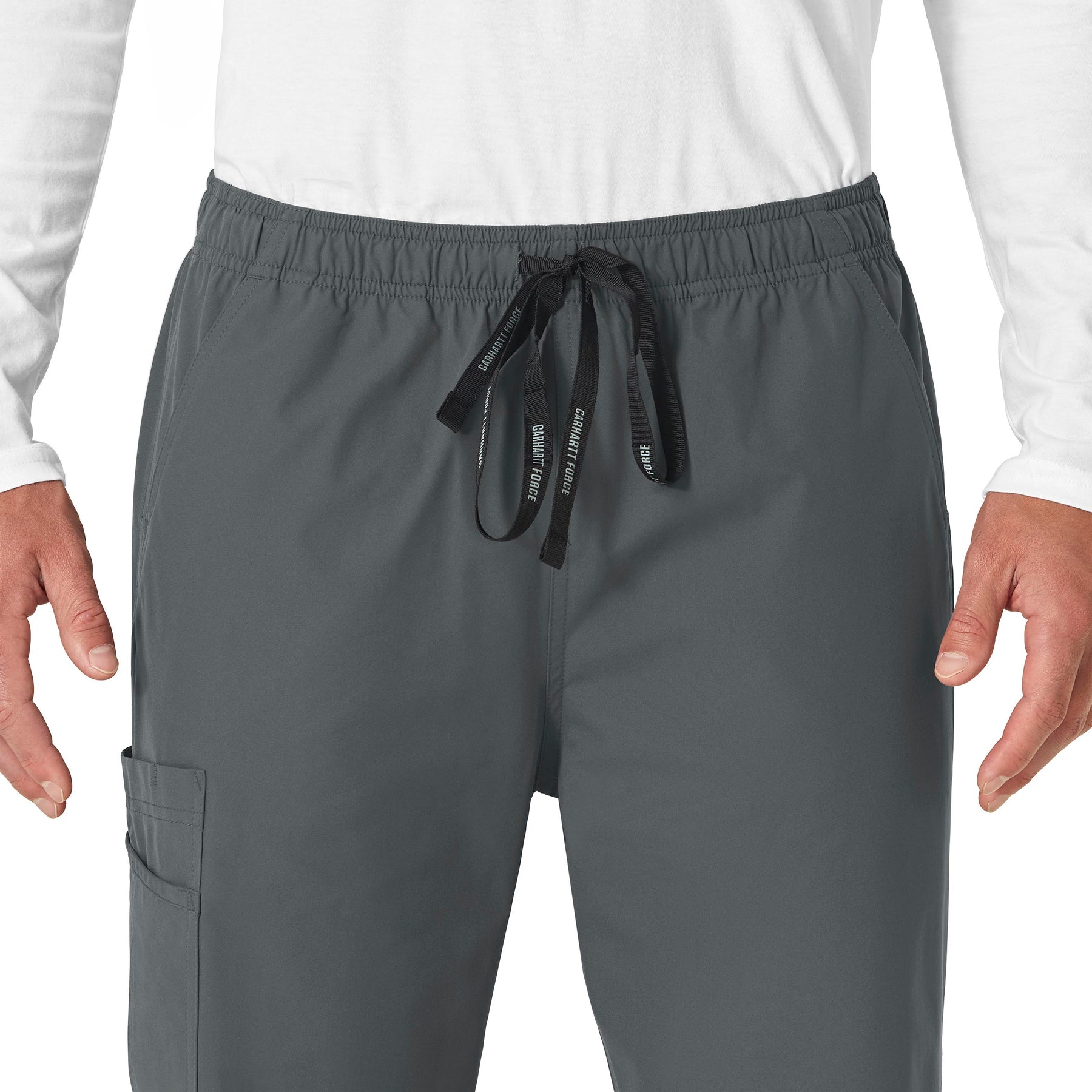 Force Essentials Unisex Elastic Waist Cargo Scrub Pant Pewter front detail