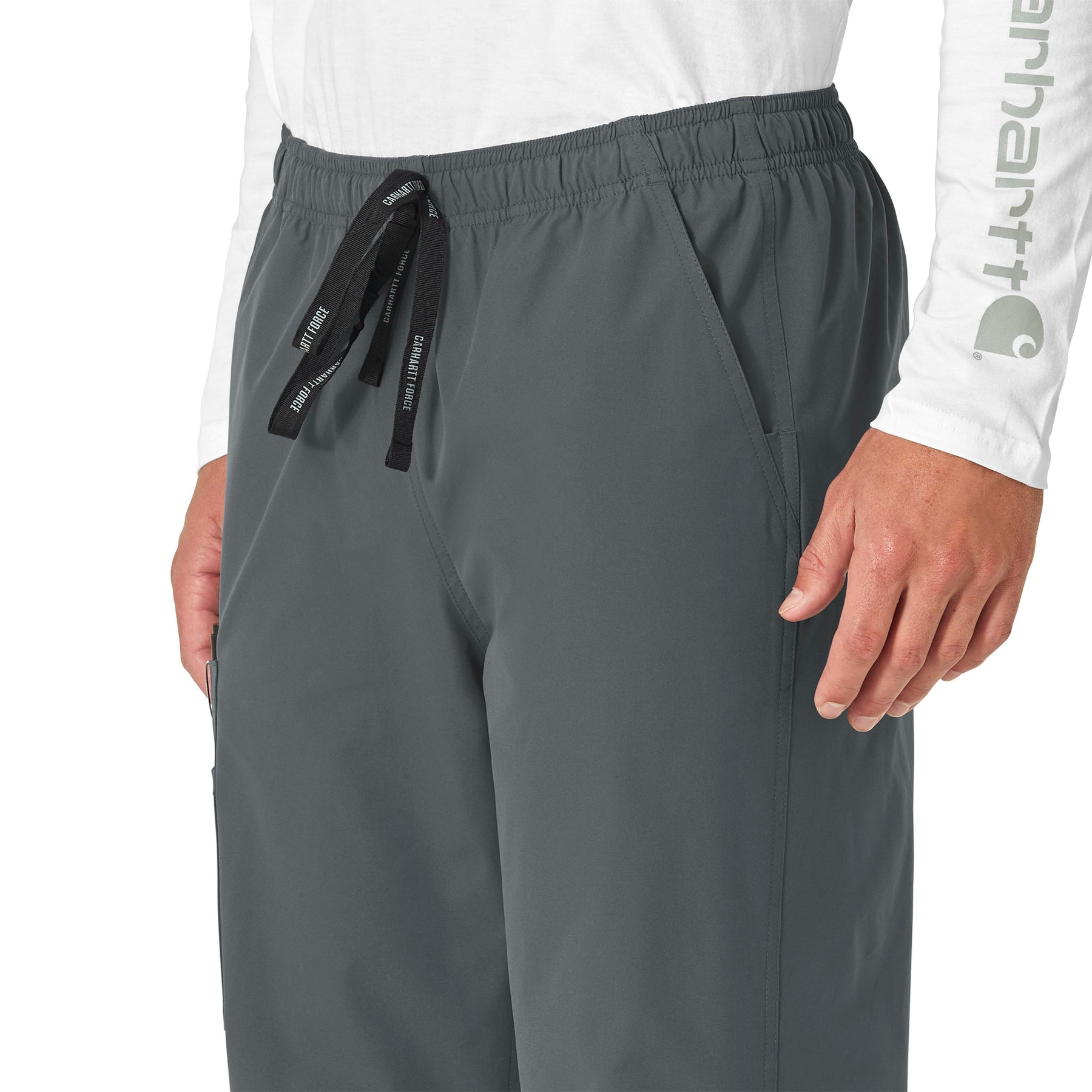 Force Essentials Unisex Elastic Waist Cargo Scrub Pant Pewter side detail 1