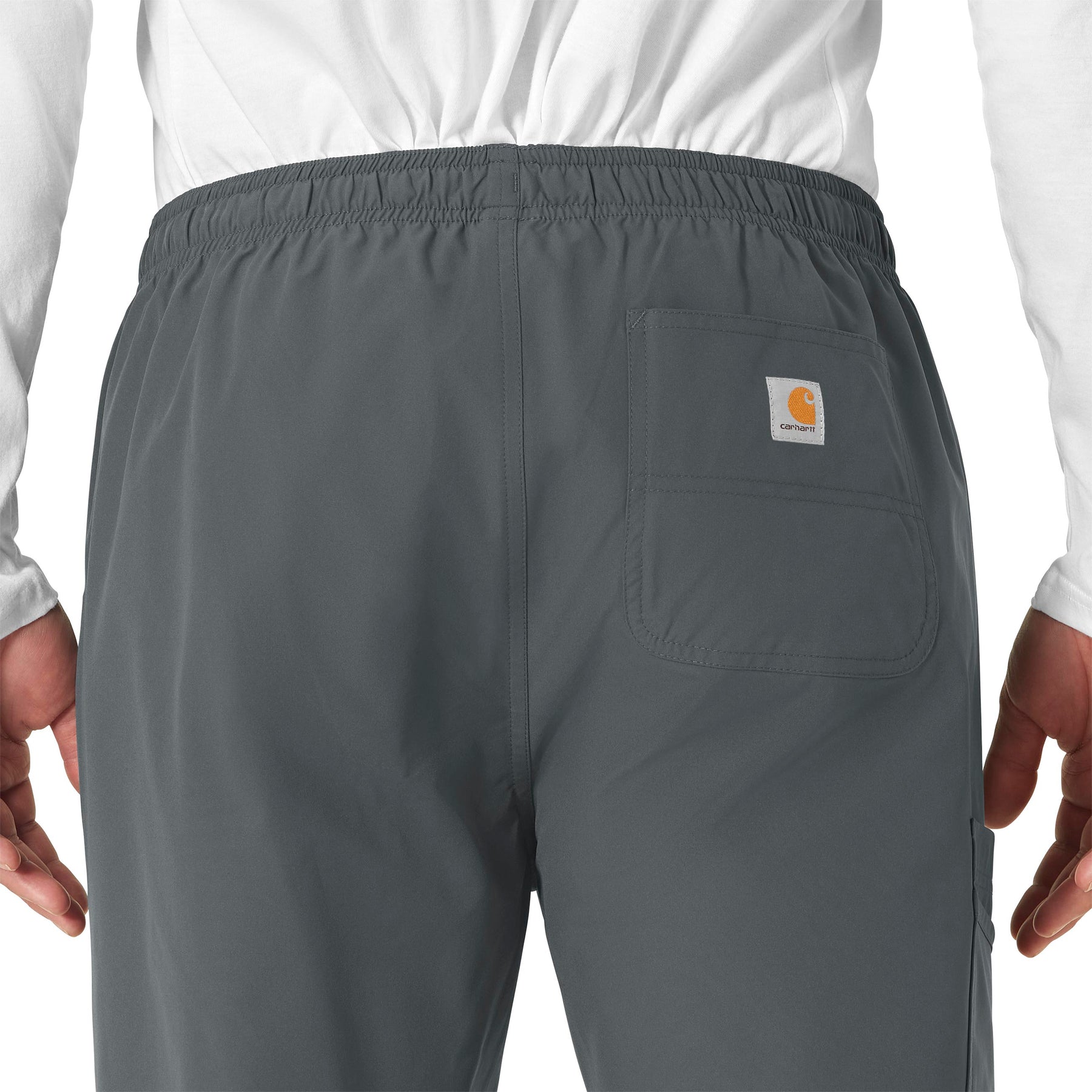 Force Essentials Unisex Elastic Waist Cargo Scrub Pant Pewter hemline detail