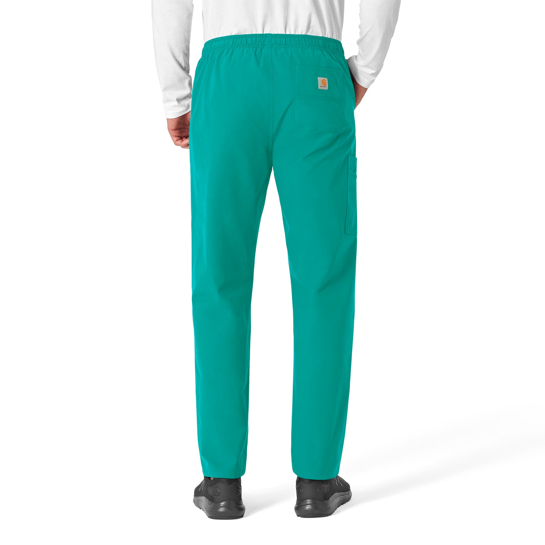 Force Essentials Unisex Elastic Waist Cargo Scrub Pant Teal Blue back view