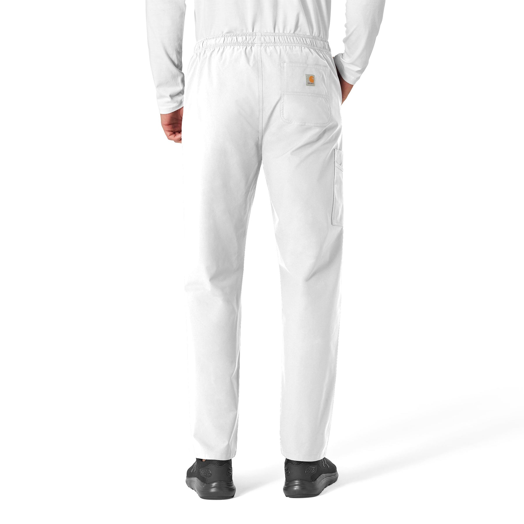 Force Essentials Unisex Elastic Waist Cargo Scrub Pant White back view