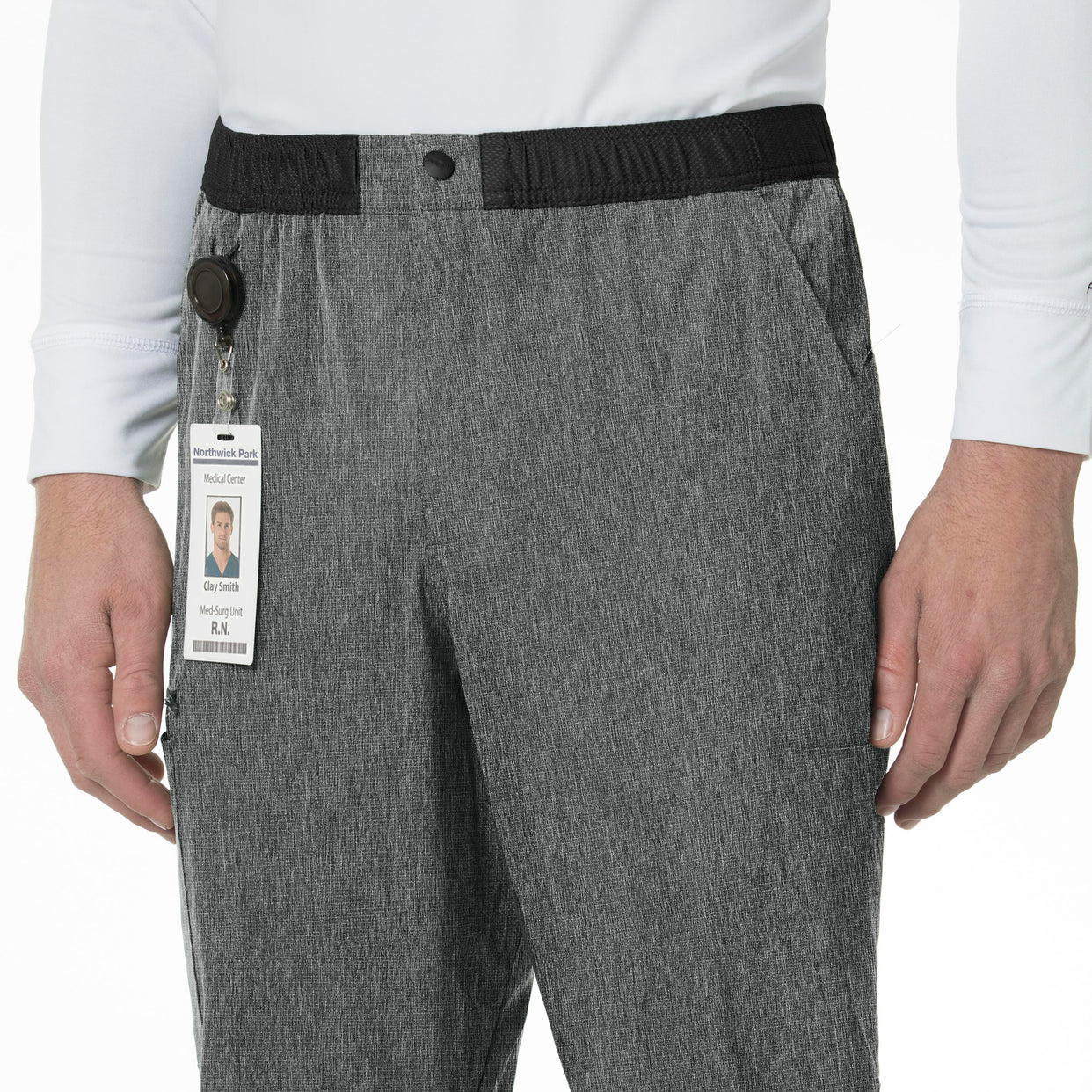 Force Liberty Men's Athletic Cargo Scrub Pant Charcoal Heather front detail
