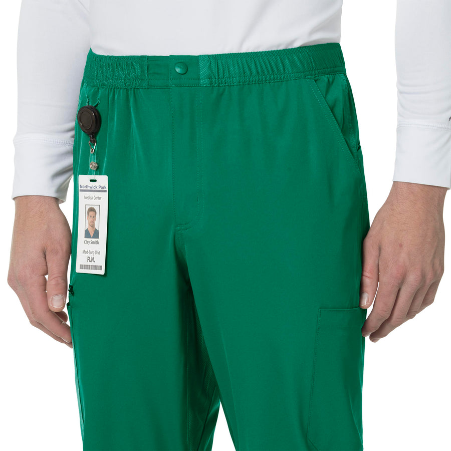 Force Liberty Men's Athletic Cargo Scrub Pant Hunter Green front detail