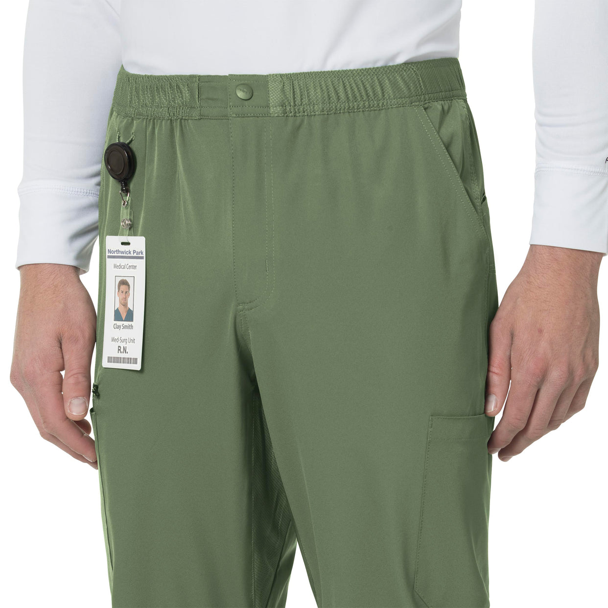 Force Liberty Men's Athletic Cargo Scrub Pant Olive front detail