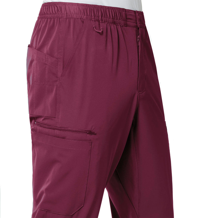 Force Liberty Men's Athletic Cargo Scrub Pant Wine side detail 2
