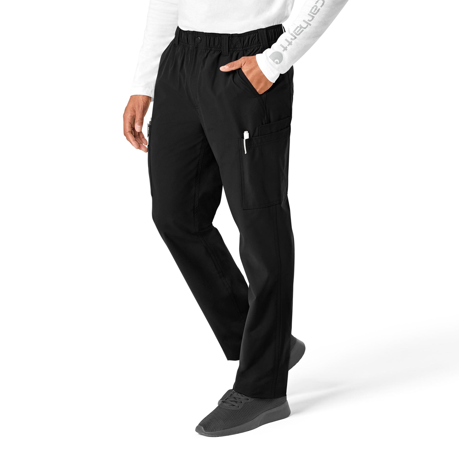 Force Essentials Men's Straight Leg Cargo Scrub Pant Black side view