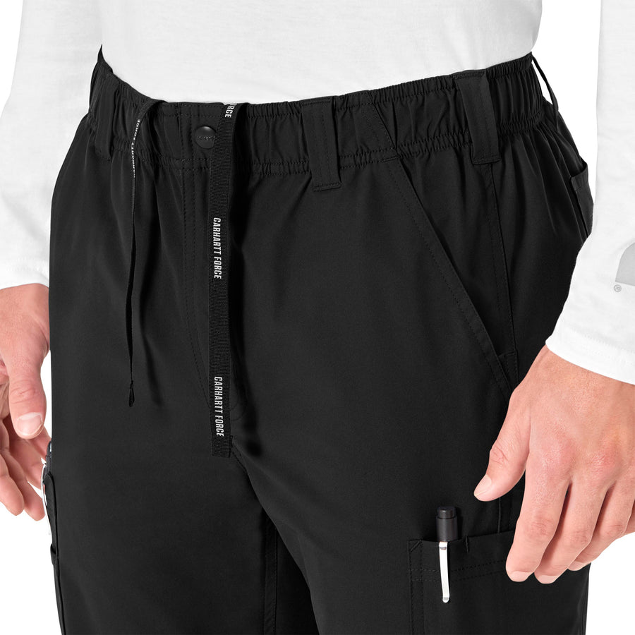 Force Essentials Men's Straight Leg Cargo Scrub Pant Black front detail