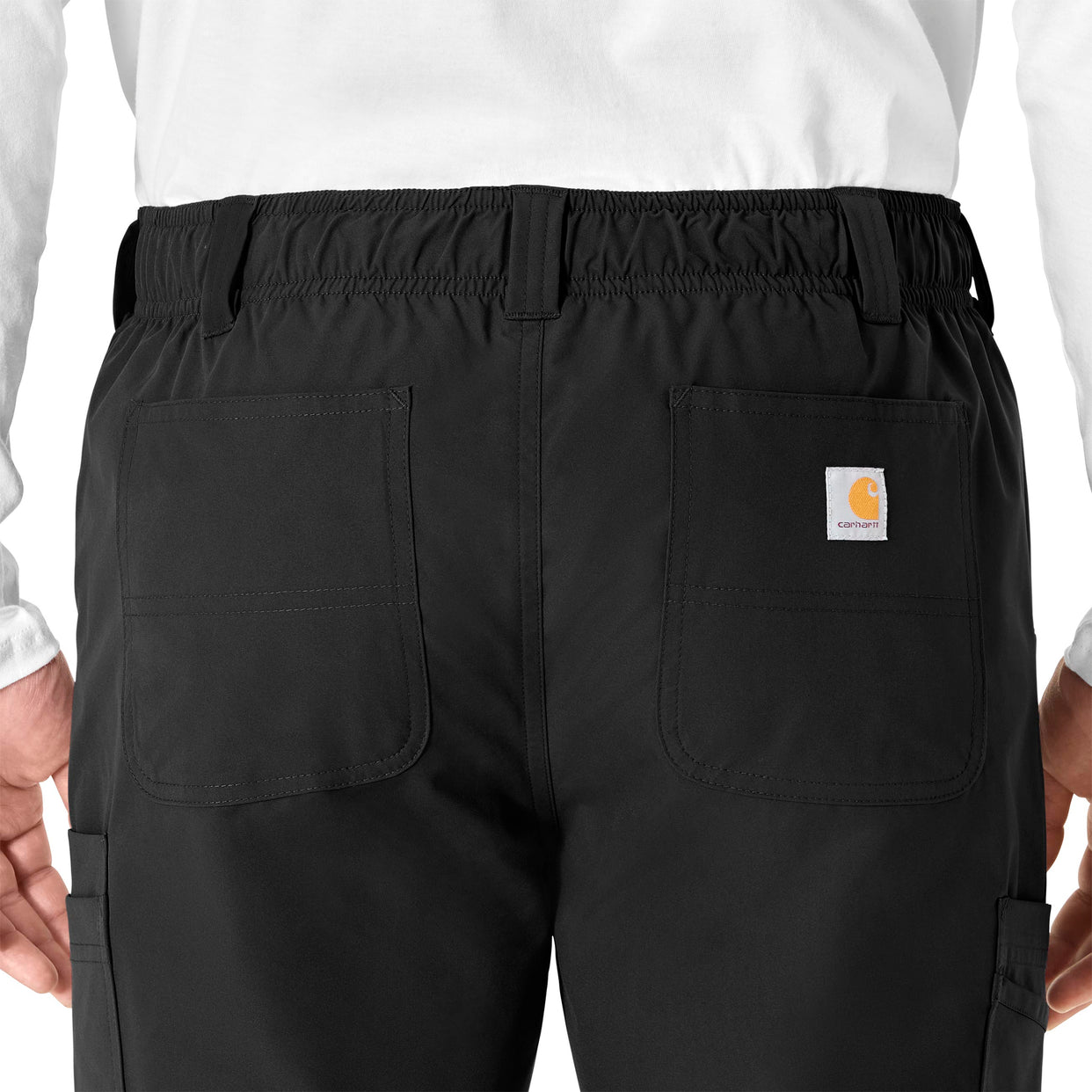 Force Essentials Men's Straight Leg Cargo Scrub Pant Black back detail