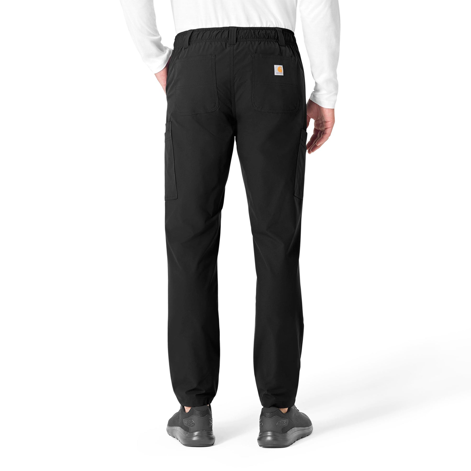 Force Essentials Men's Straight Leg Cargo Scrub Pant Black back view