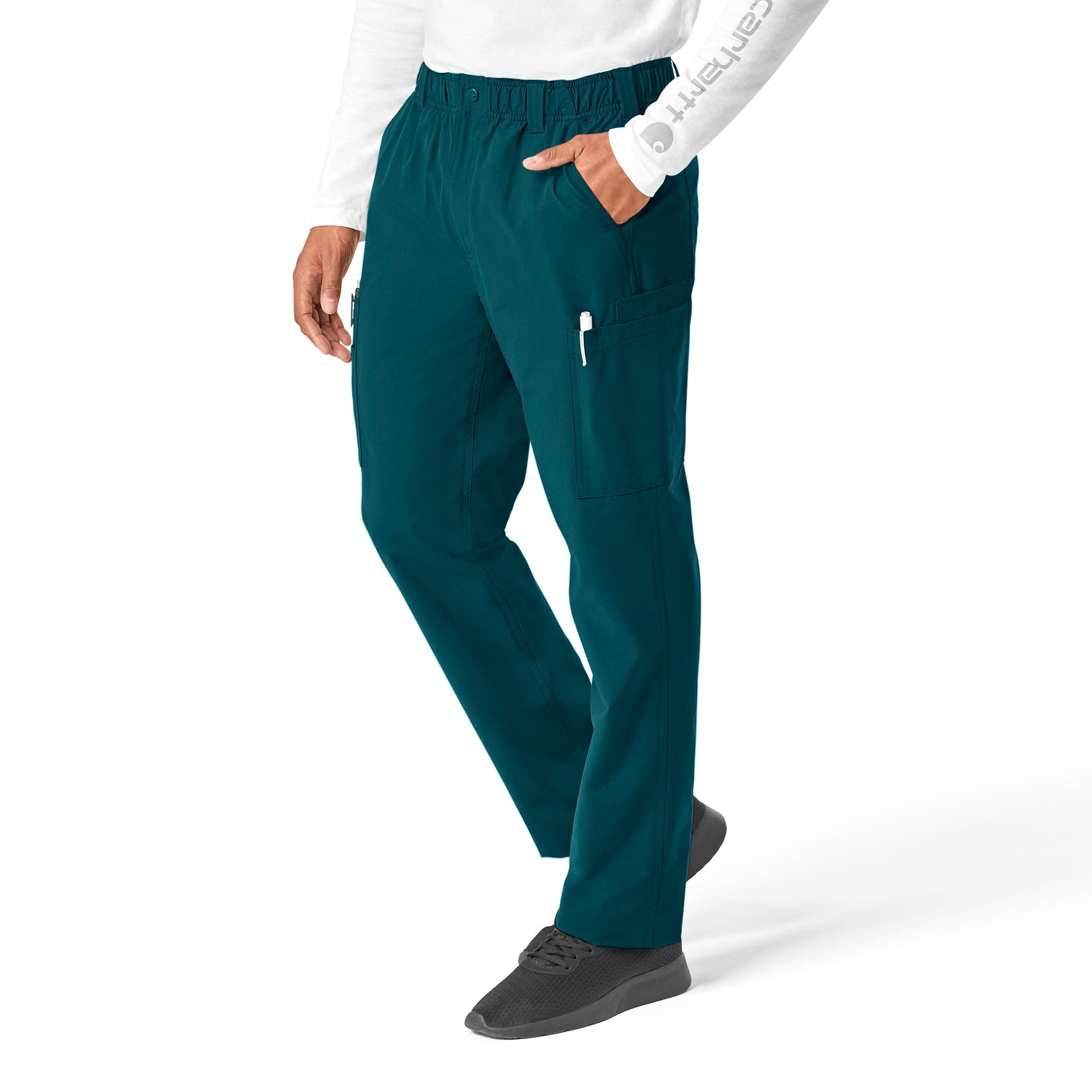Force Essentials Men's Straight Leg Cargo Scrub Pant Caribbean Blue side view