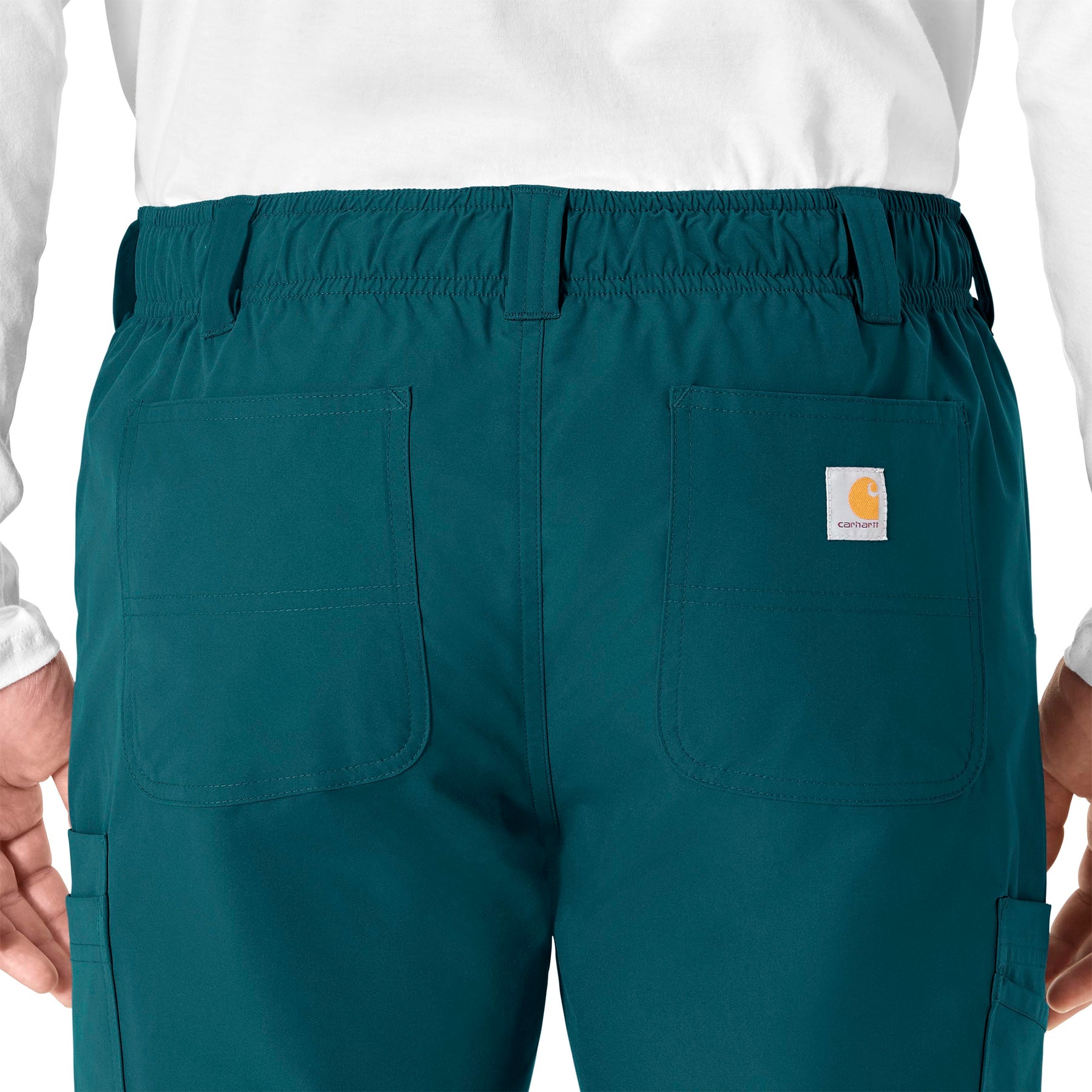 Force Essentials Men's Straight Leg Cargo Scrub Pant Caribbean Blue back detail