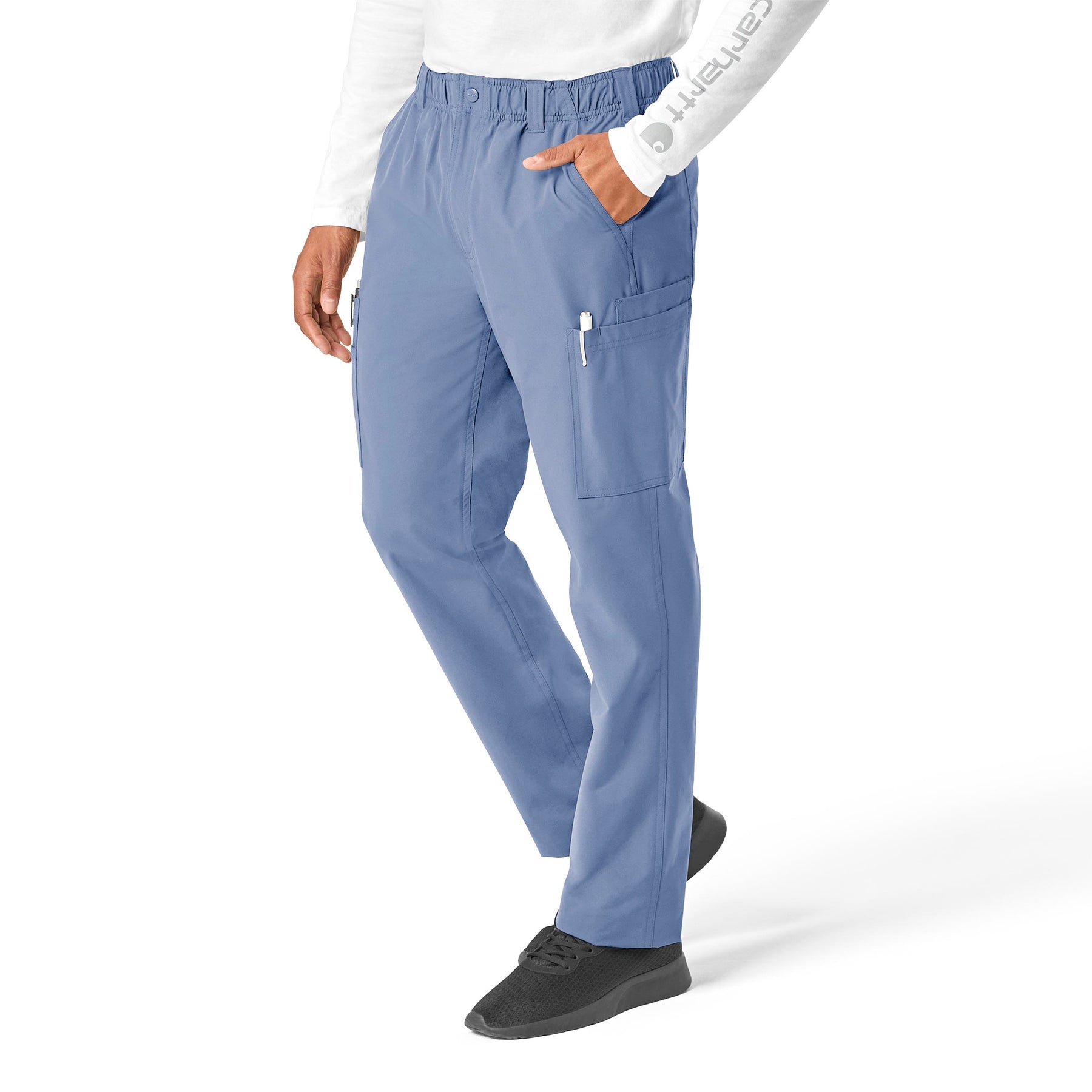 Force Essentials Men's Straight Leg Cargo Scrub Pant Ceil Blue side view