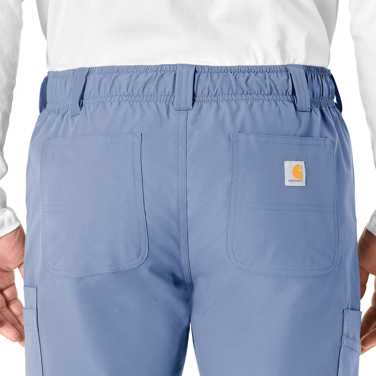 Force Essentials Men's Straight Leg Cargo Scrub Pant Ceil Blue back detail