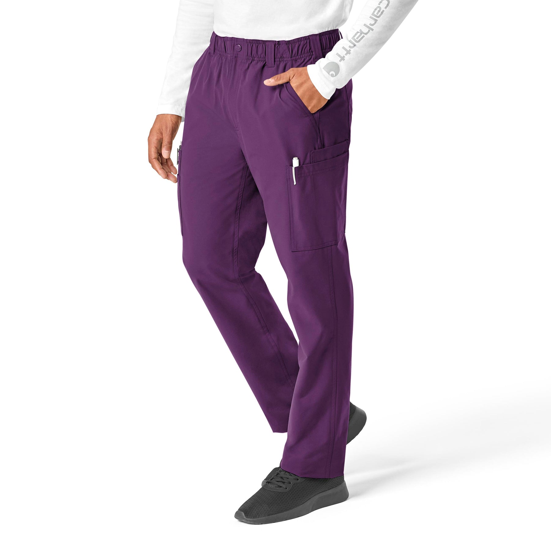Force Essentials Men's Straight Leg Cargo Scrub Pant Eggplant side view