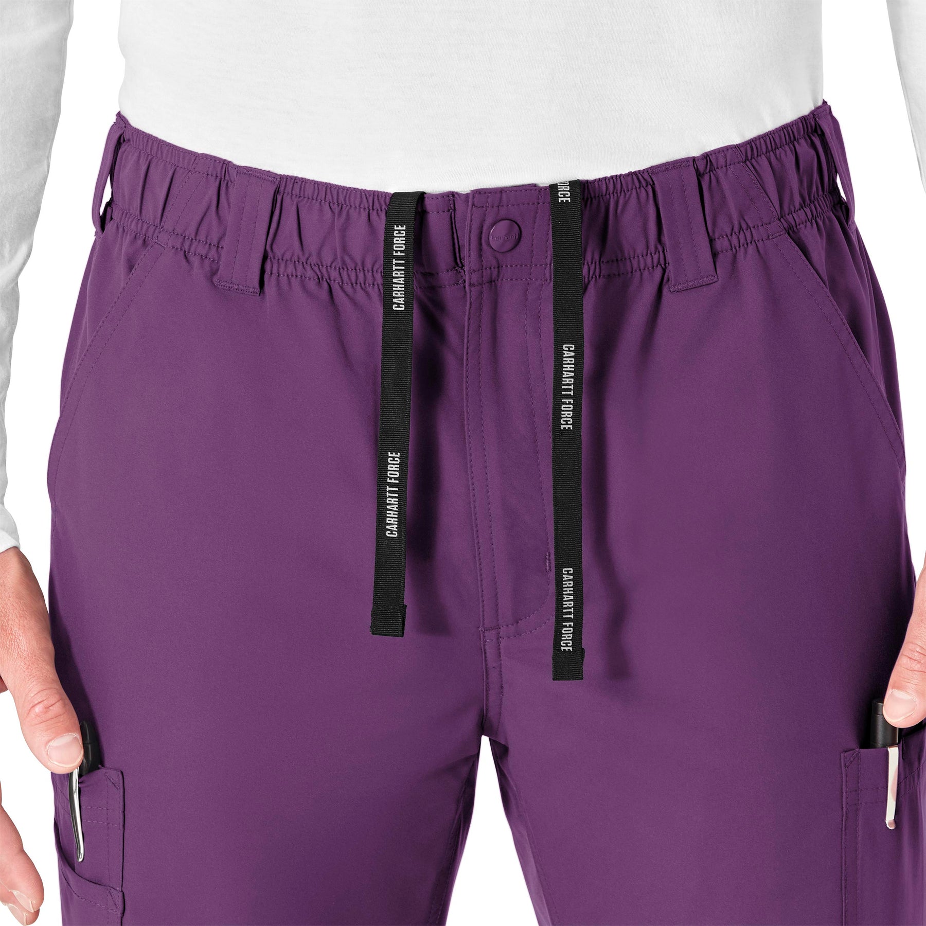 Force Essentials Men's Straight Leg Cargo Scrub Pant Eggplant side detail 1