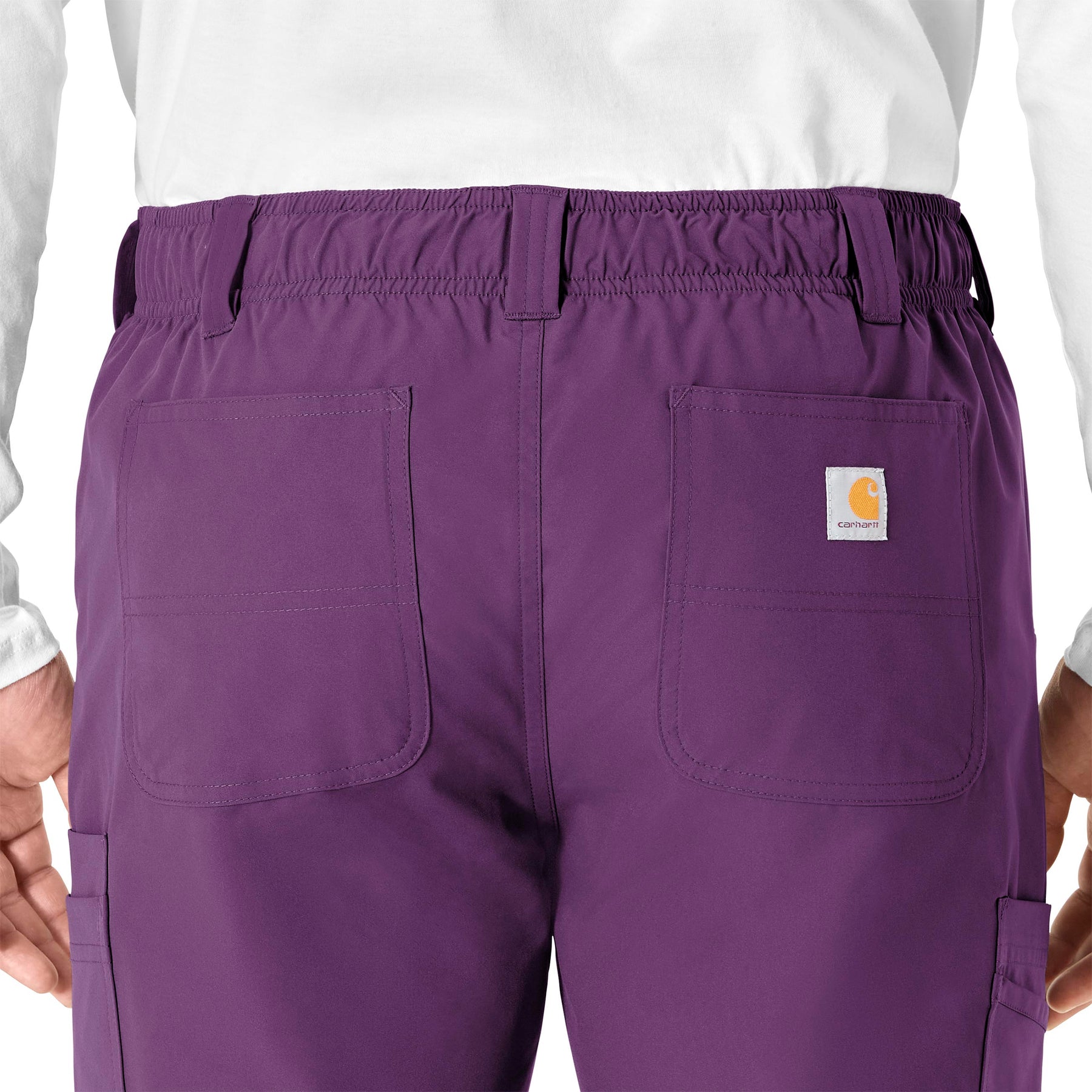 Force Essentials Men's Straight Leg Cargo Scrub Pant Eggplant back detail