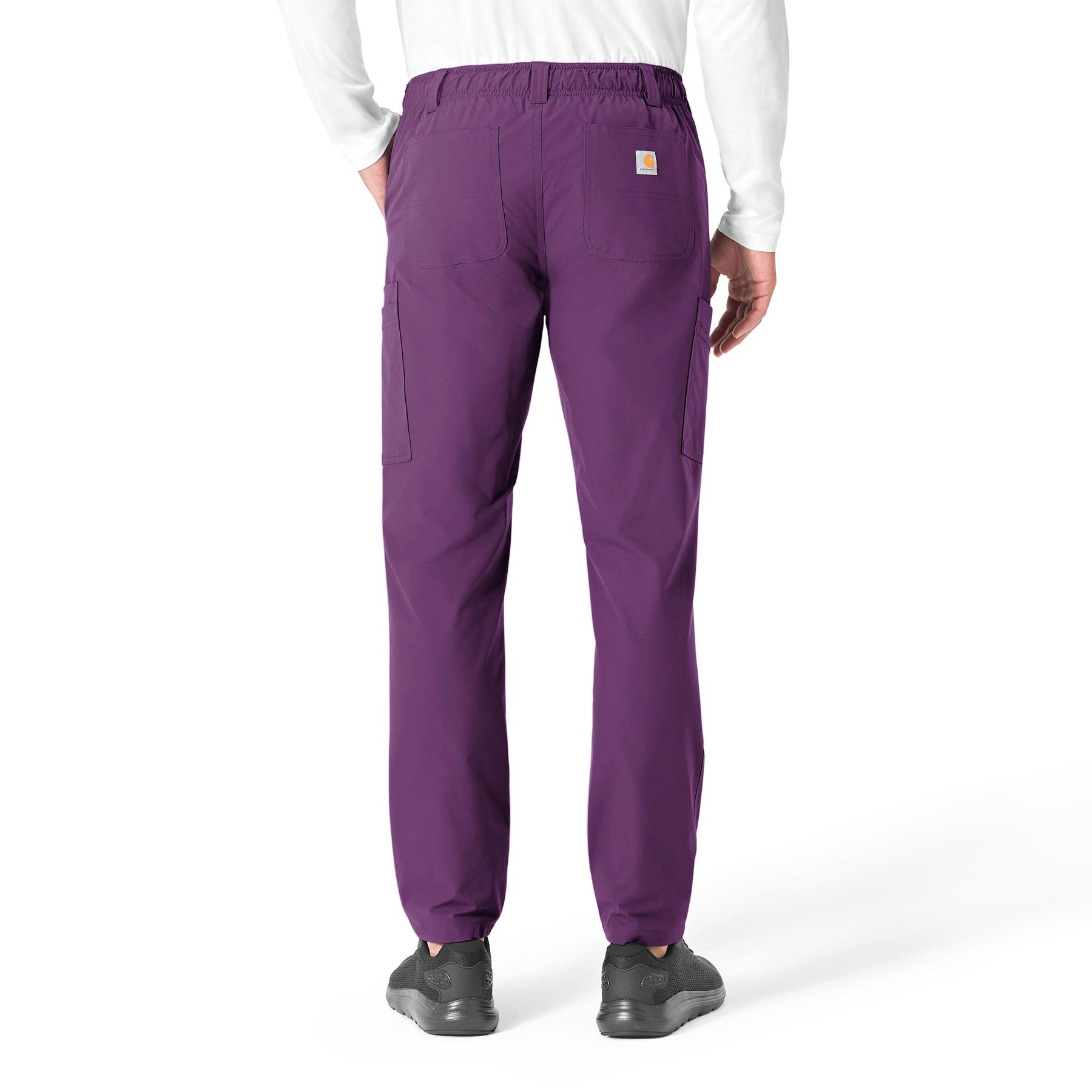 Force Essentials Men's Straight Leg Cargo Scrub Pant Eggplant back view