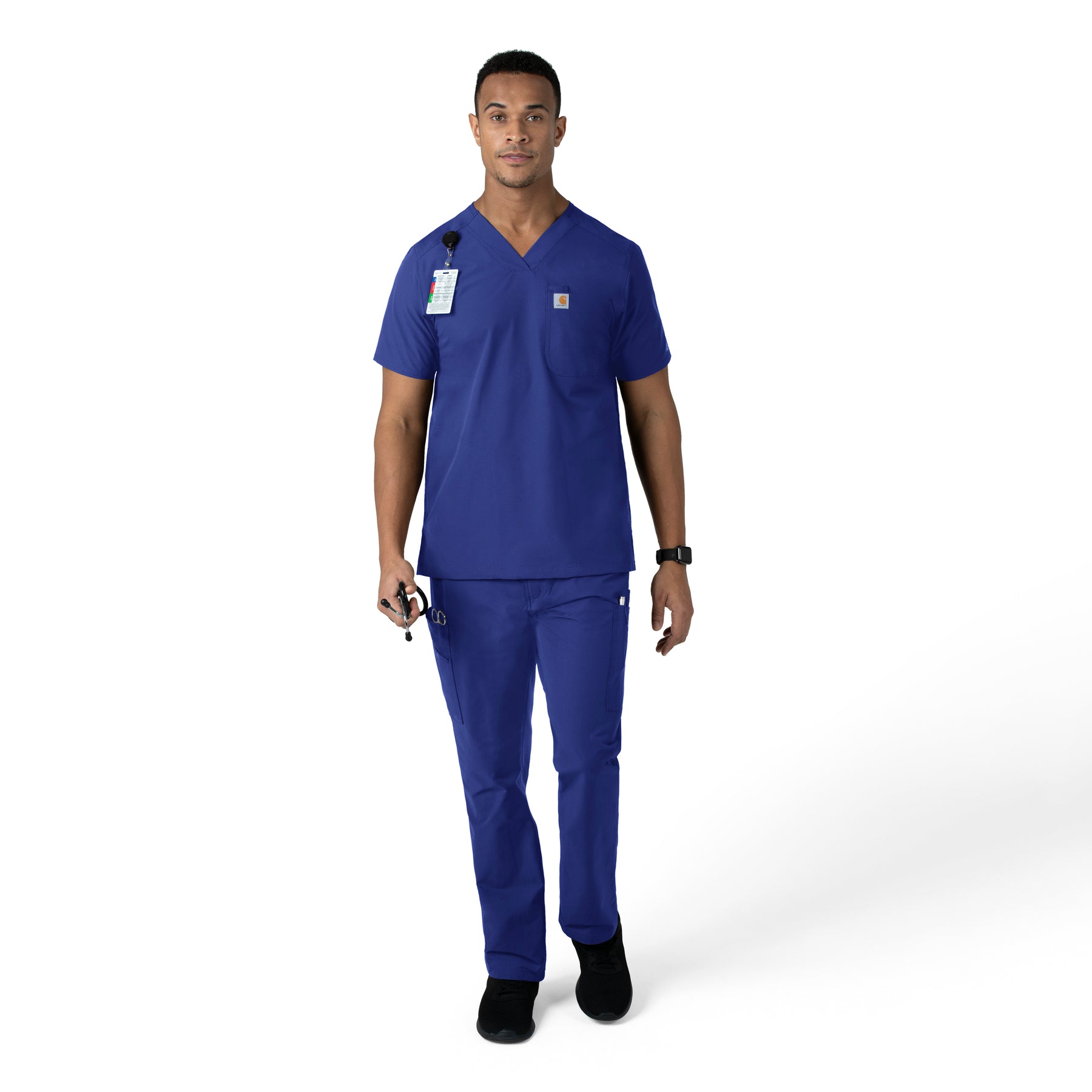 Force Essentials Men's Straight Leg Cargo Scrub Pant Galaxy Blue full scrub set