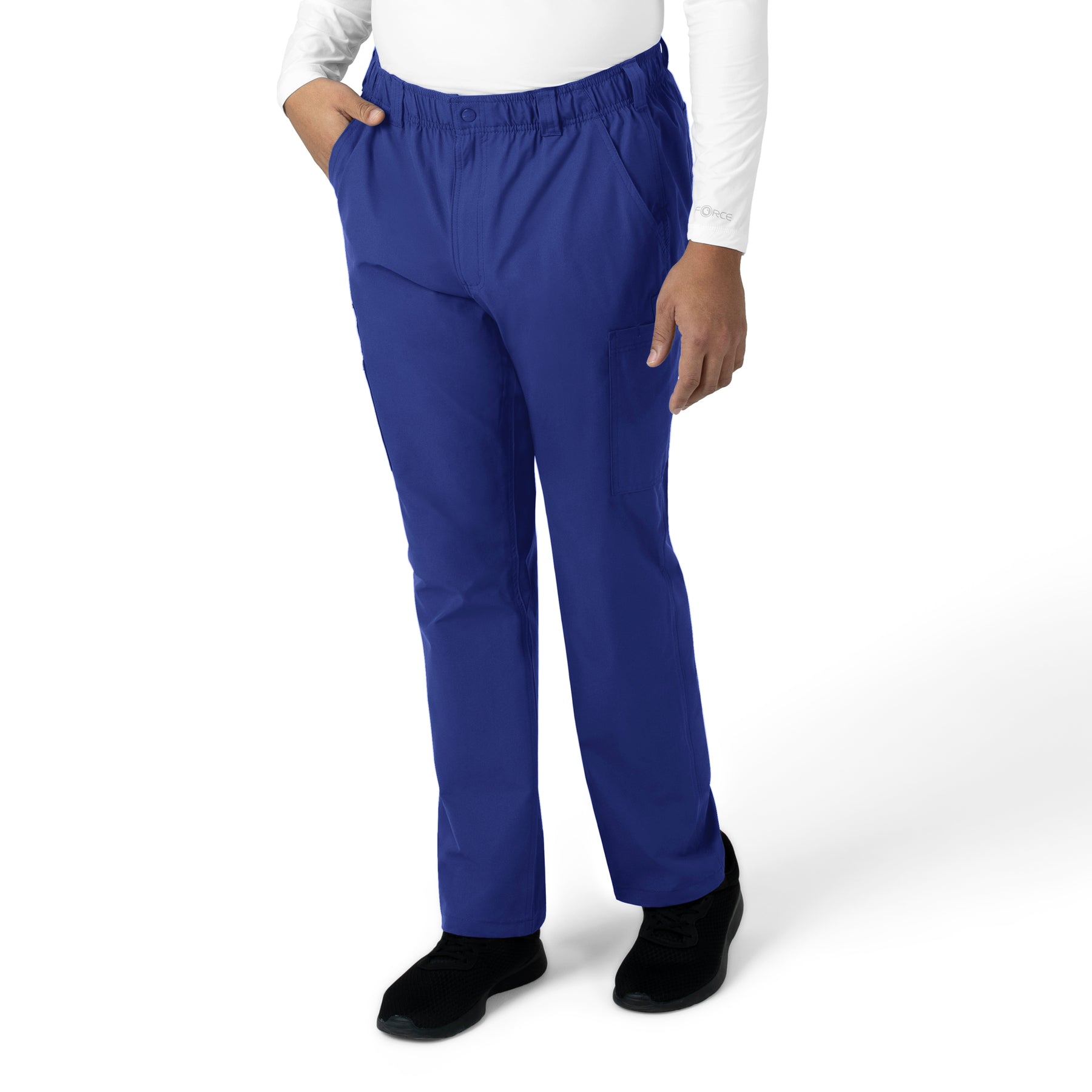 Force Essentials Men's Straight Leg Cargo Scrub Pant Galaxy Blue side view