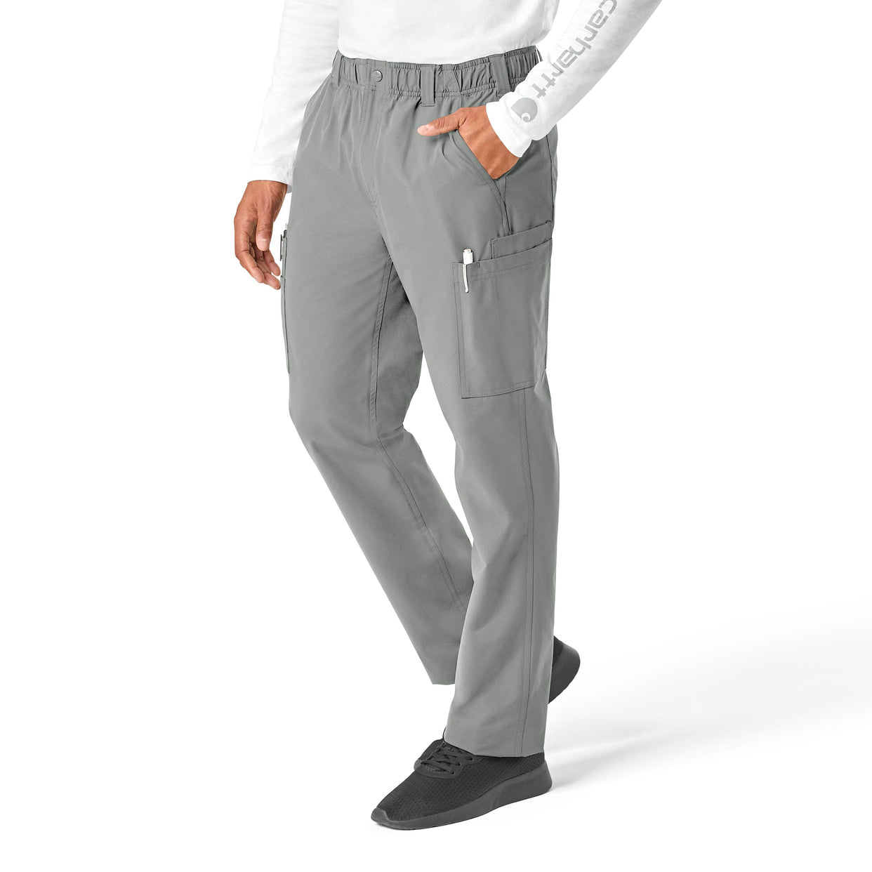 Force Essentials Men's Straight Leg Cargo Scrub Pant Grey side view