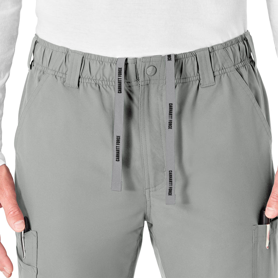 Force Essentials Men's Straight Leg Cargo Scrub Pant Grey side detail 1