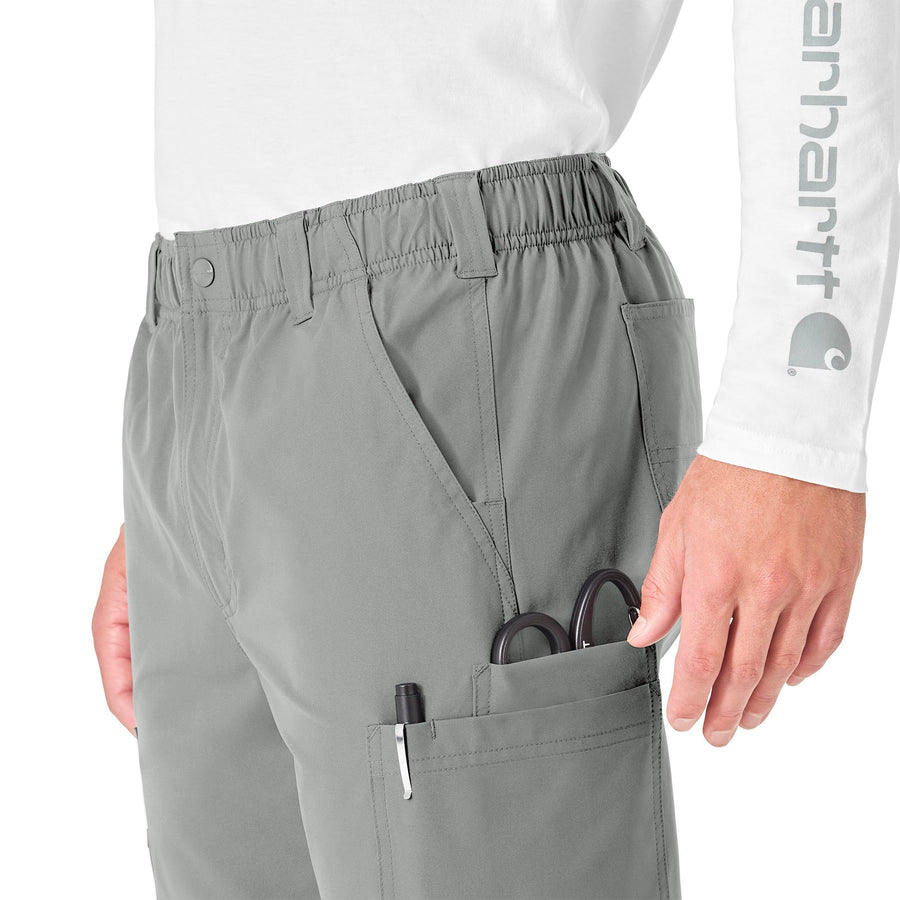 Force Essentials Men's Straight Leg Cargo Scrub Pant Grey side detail 2
