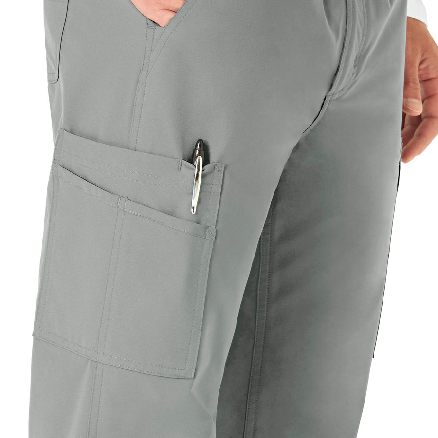 Force Essentials Men's Straight Leg Cargo Scrub Pant Grey hemline detail