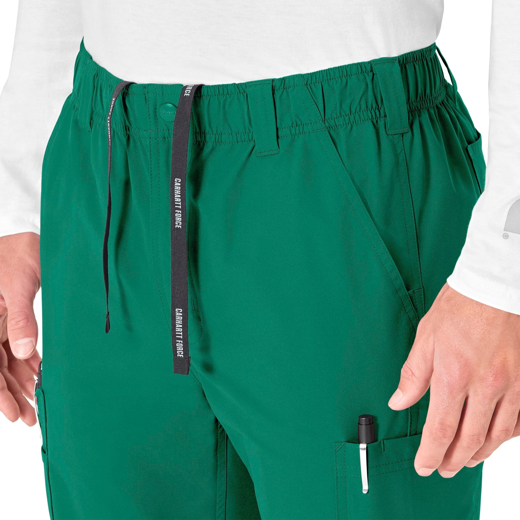 Force Essentials Men's Straight Leg Cargo Scrub Pant Hunter front detail